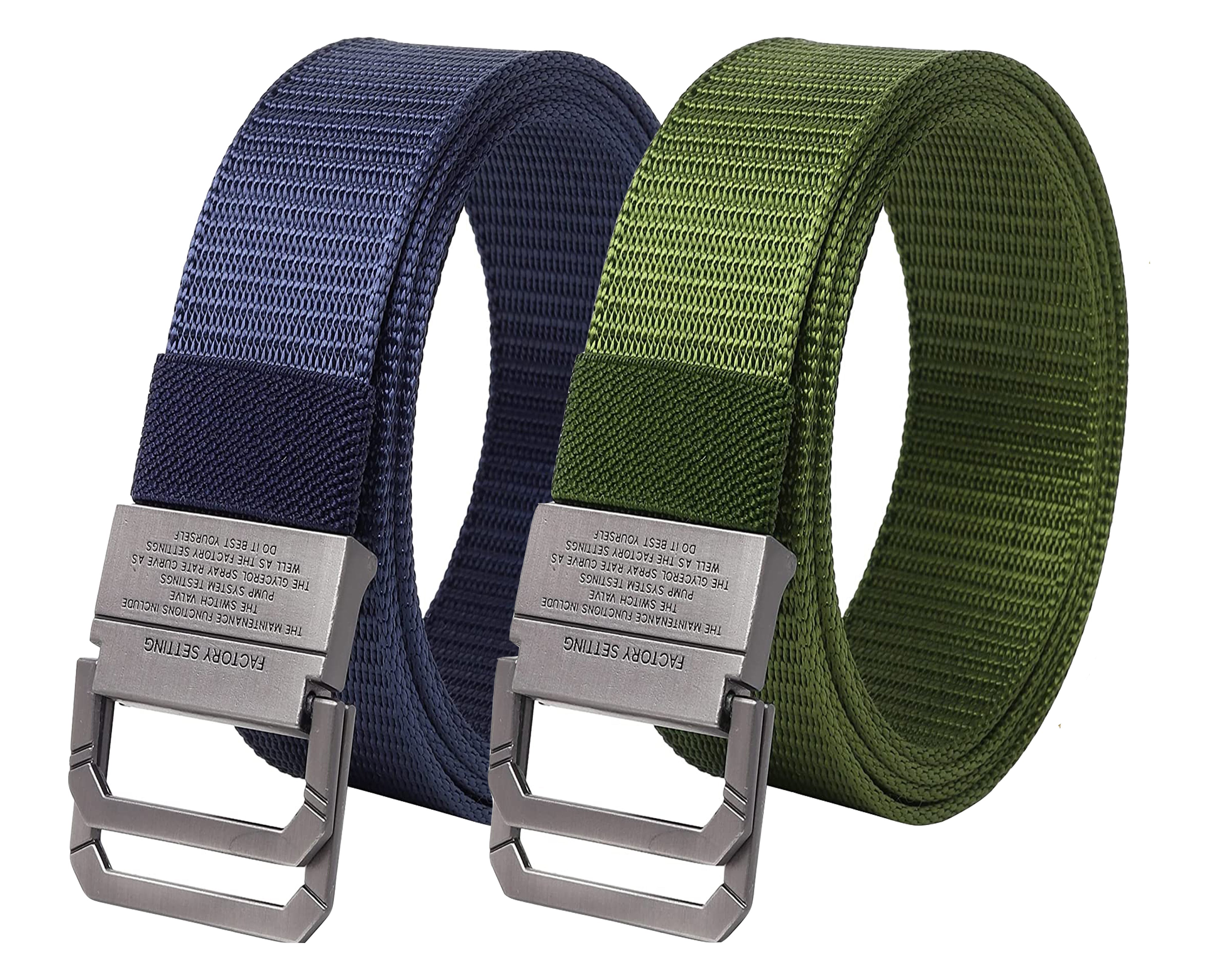 USL Men's Free Size Nylon Woven Belts with Hole-Free Plastic Flap Buckle Ultimate Comfort and Style (Pack of 2)