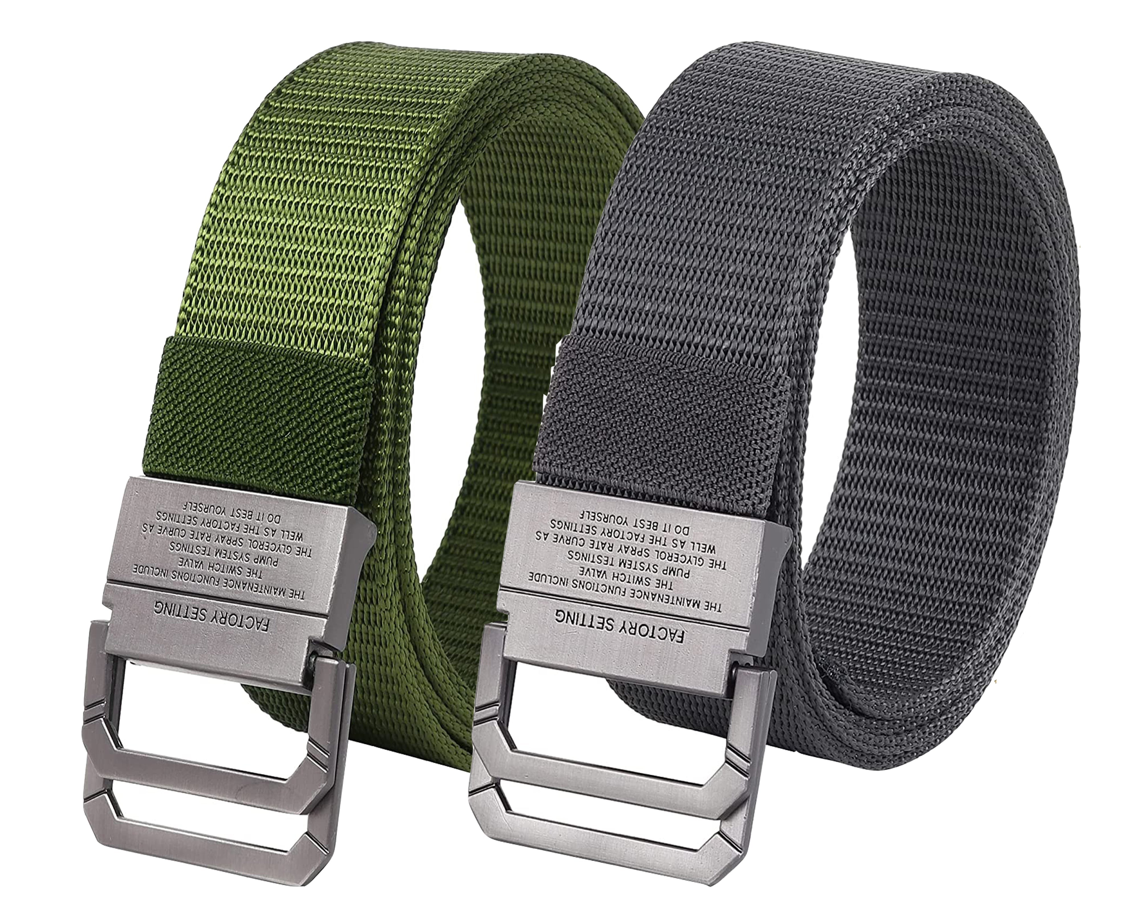 USL Men's Free Size Nylon Woven Belts with Hole-Free Plastic Flap Buckle Ultimate Comfort and Style (Pack of 2)