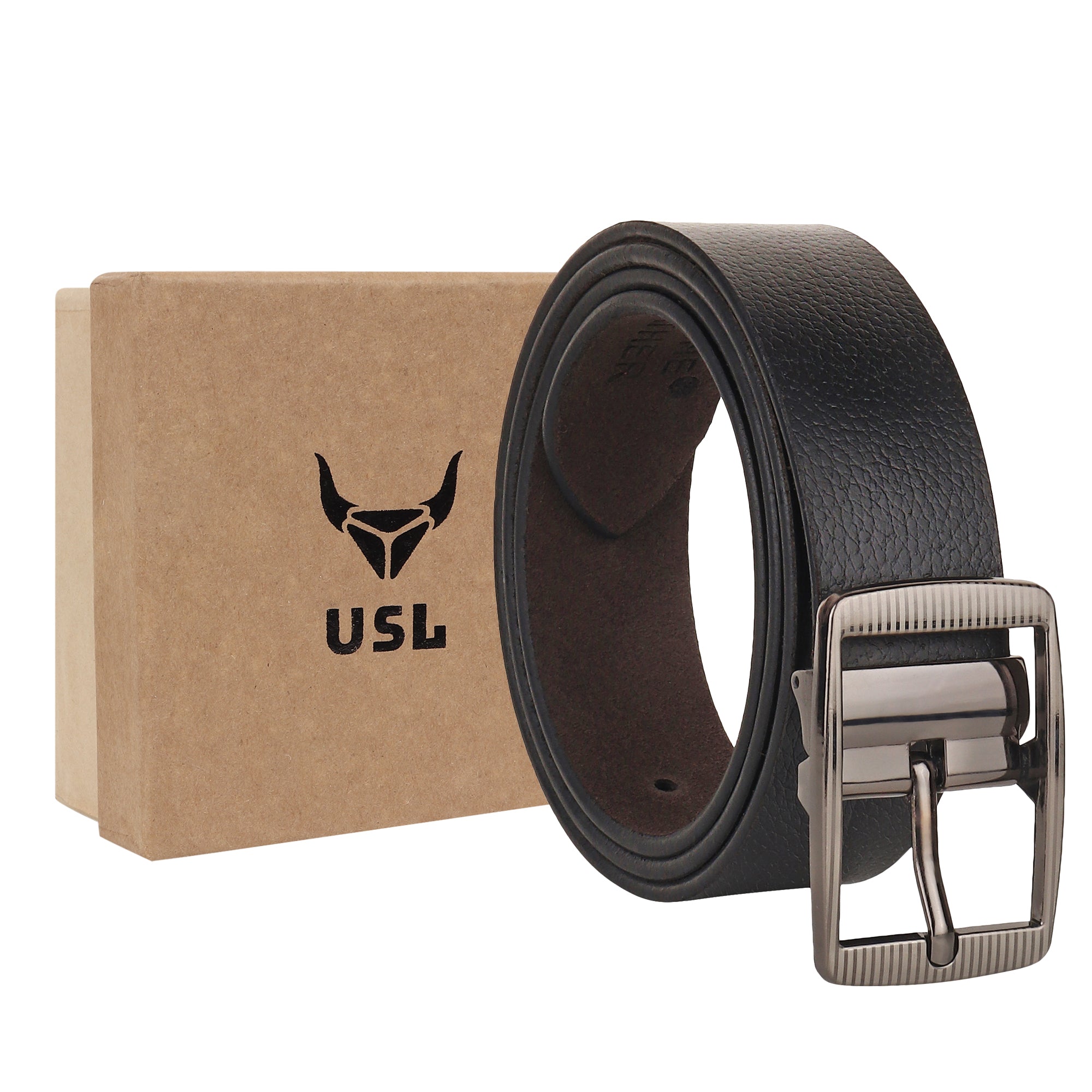 USL Men's Full Grain Genuine Leather Work Belt for Men - Leather with Heavy Buckle for Jeans