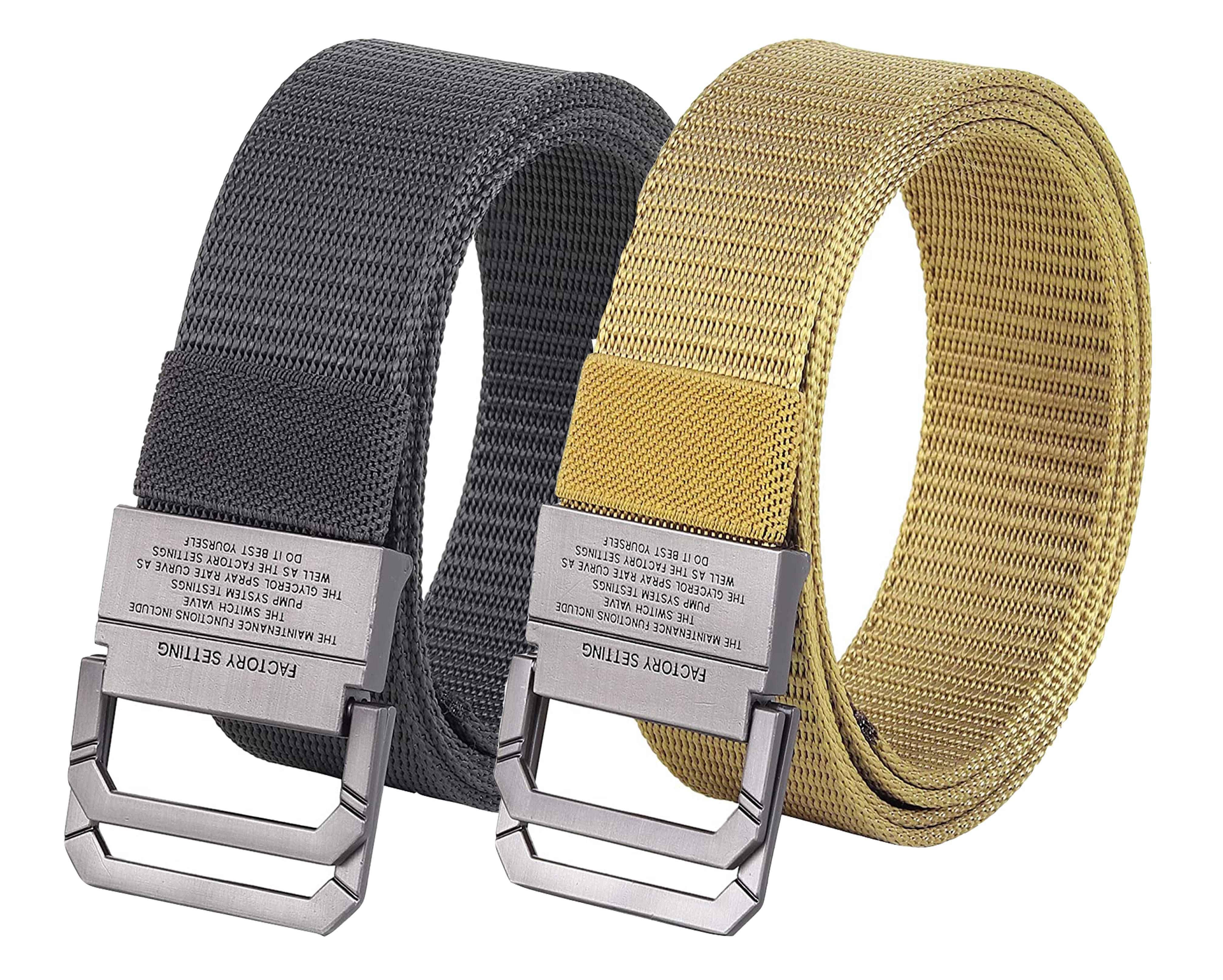 USL Men's Free Size Nylon Woven Belts with Hole-Free Plastic Flap Buckle Ultimate Comfort and Style (Pack of 2)