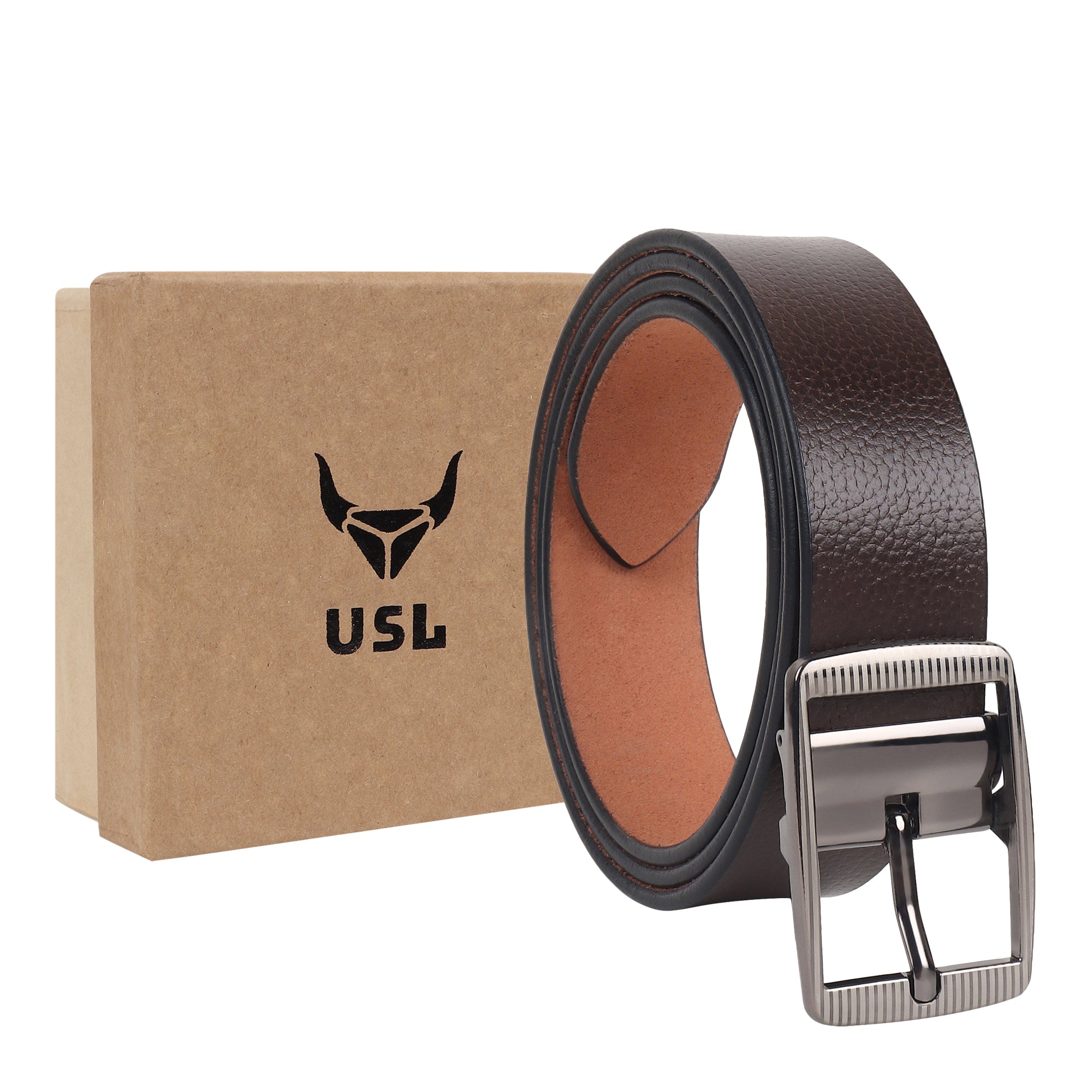 USL Men's Full Grain Genuine Leather Work Belt for Men - Leather with Heavy Buckle for Jeans