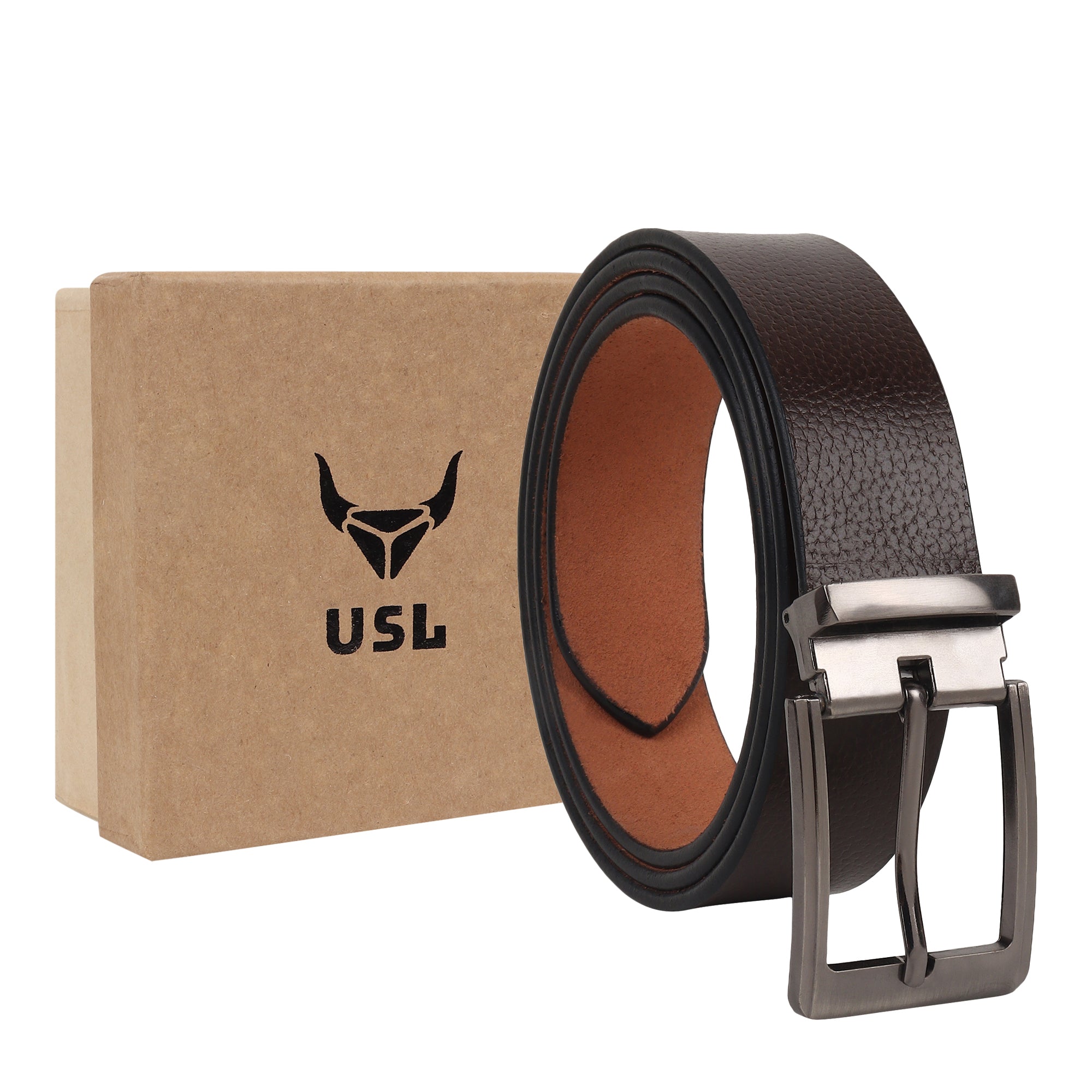 USL Genuine Leather Belt with Double Prong Buckle for Jeans and Casual Wear belt for men stylish Leather for Men's/Boys