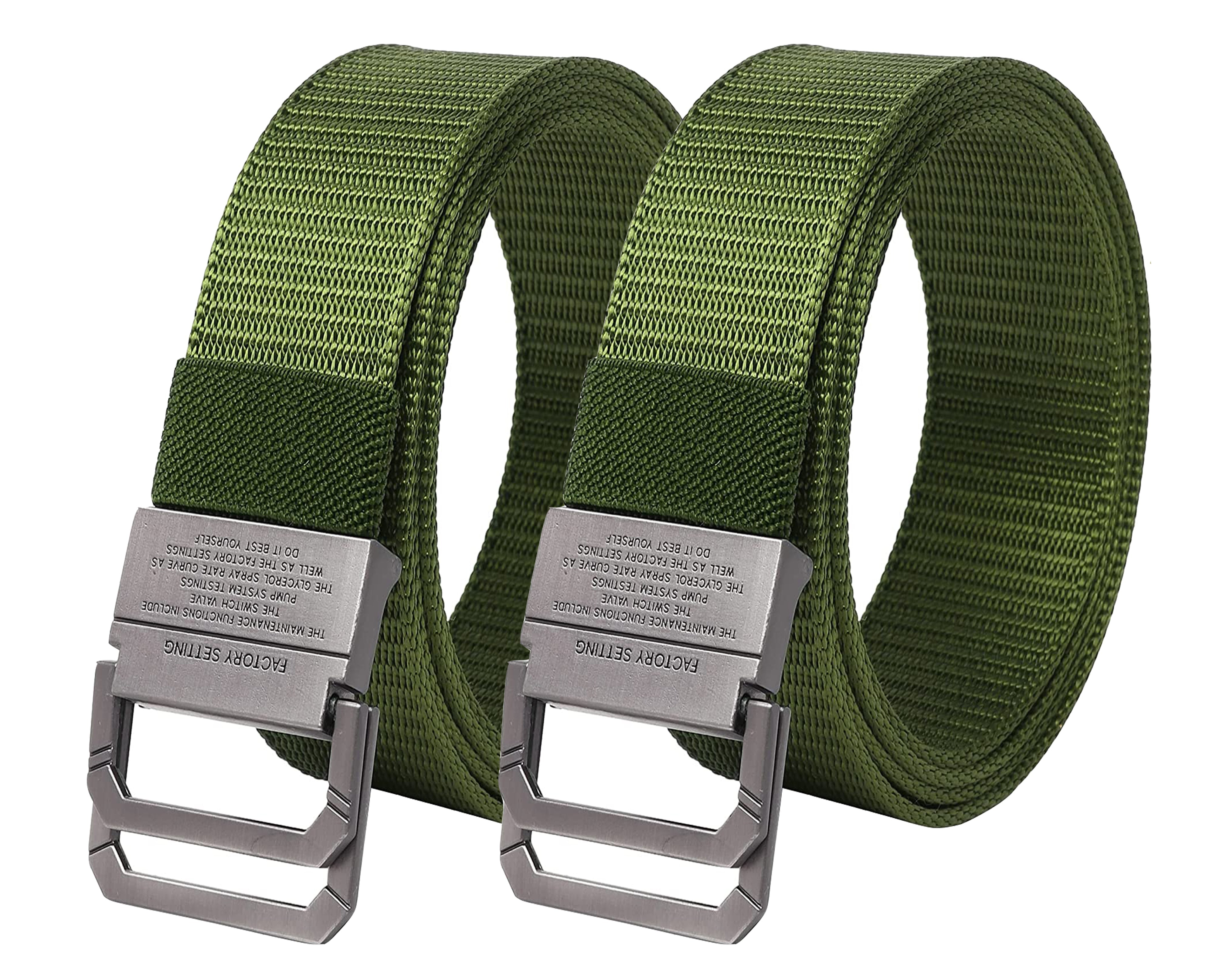 USL Men's Free Size Nylon Woven Belts with Hole-Free Plastic Flap Buckle Ultimate Comfort and Style (Pack of 2)