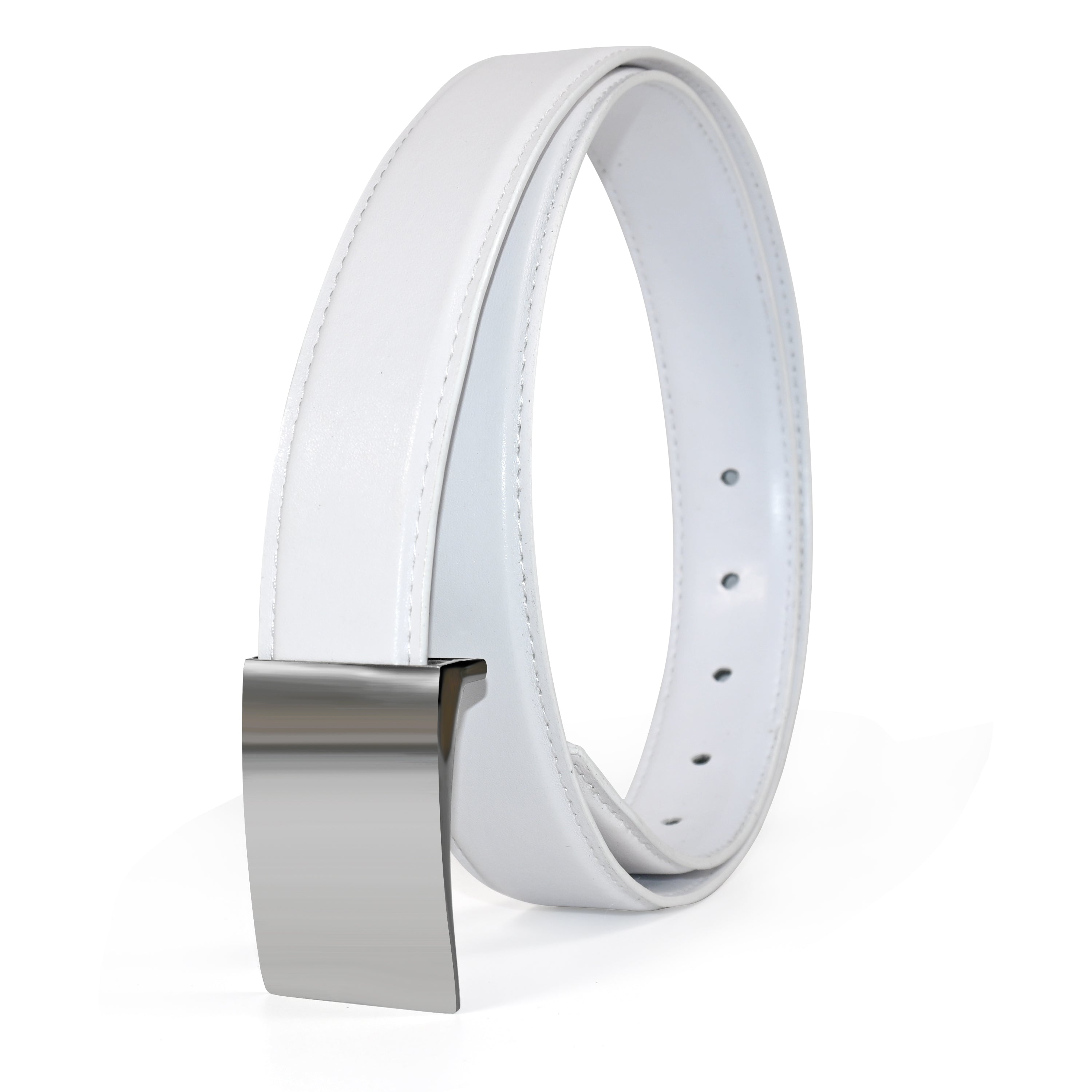 USL Faux Leather Cowboy white Belt for Men - Adjustable Size Fits Waist 28-42 Inches - Durable and Stylish Accessory