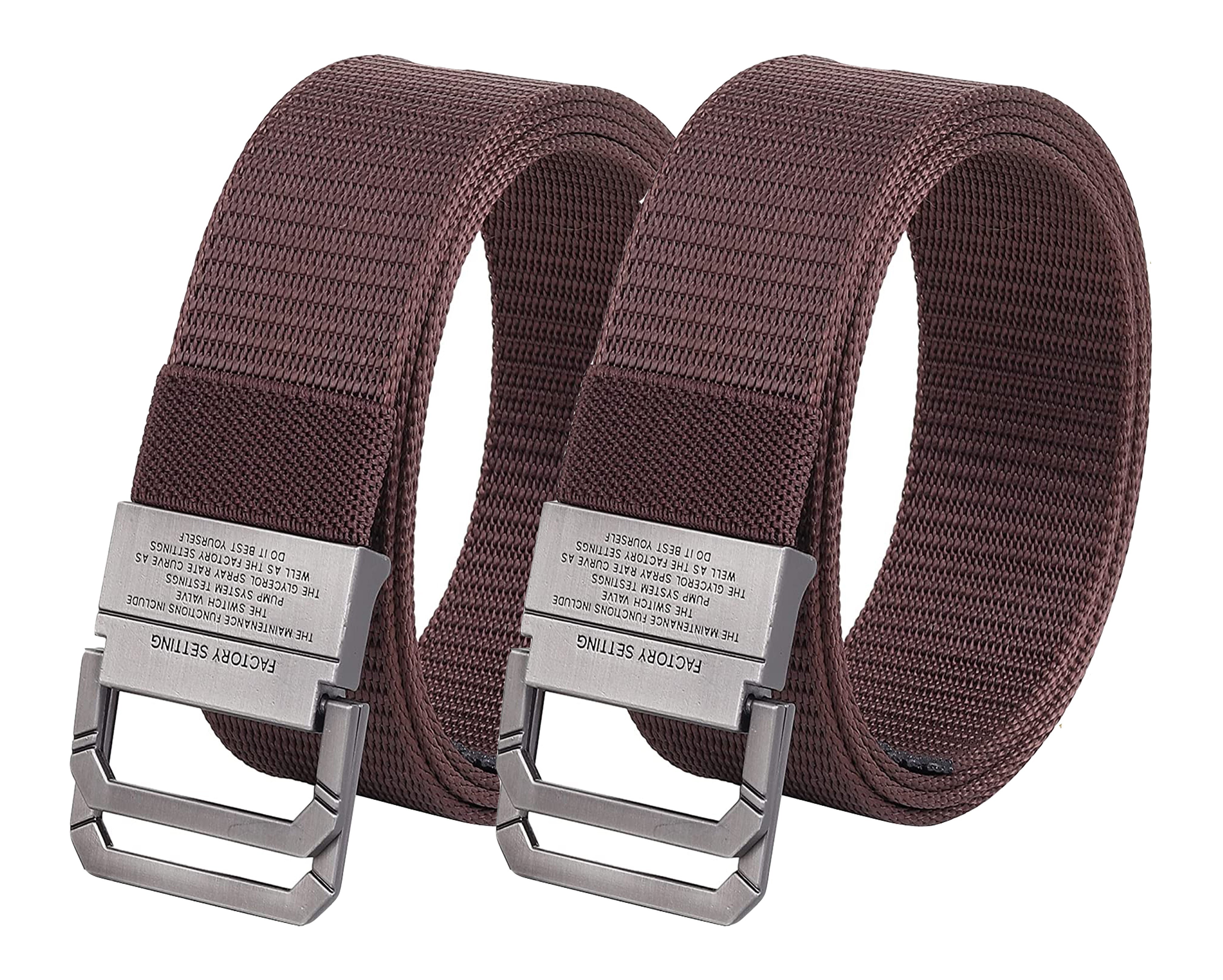 USL Men's Free Size Nylon Woven Belts with Hole-Free Plastic Flap Buckle Ultimate Comfort and Style (Pack of 2)