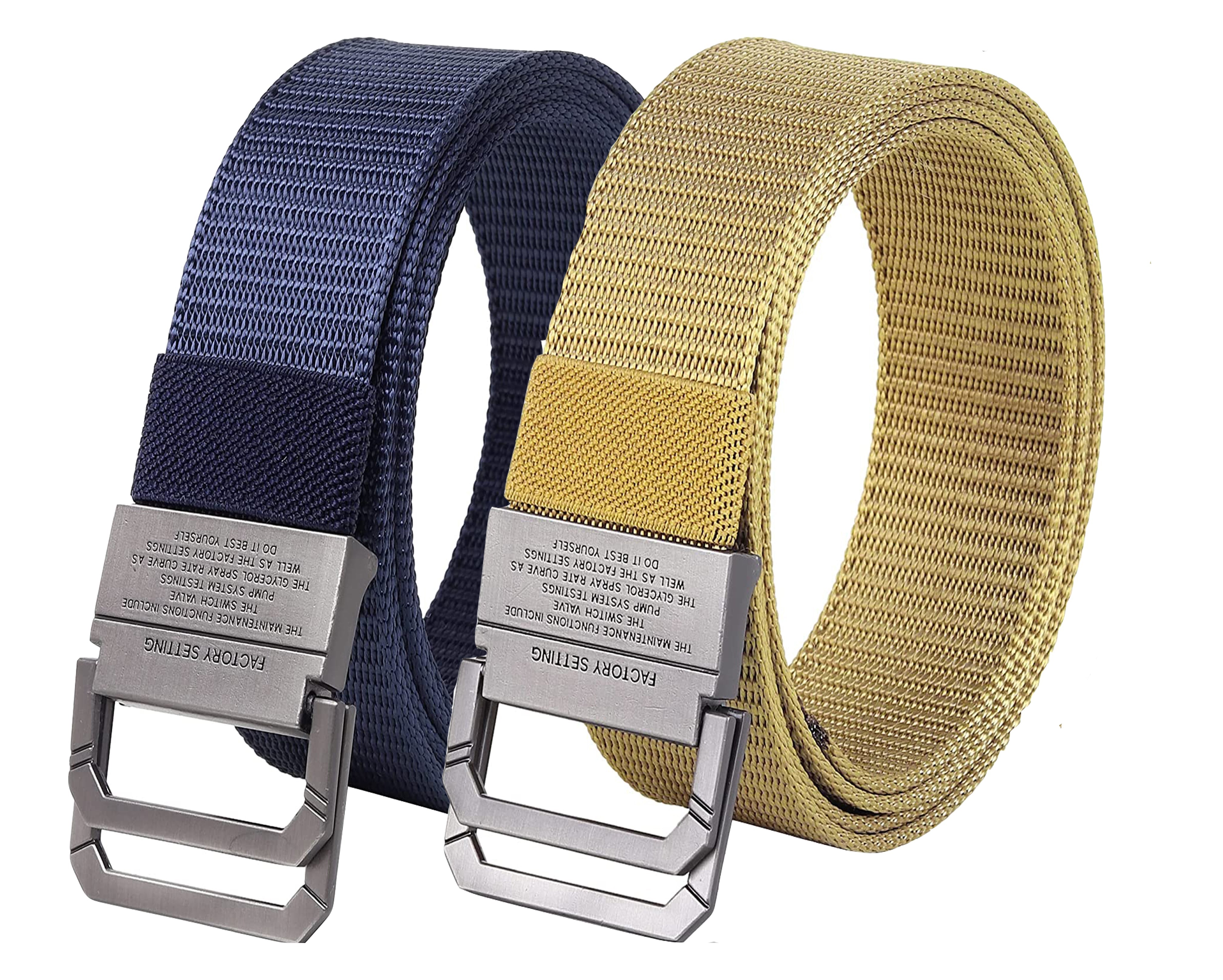 USL Men's Free Size Nylon Woven Belts with Hole-Free Plastic Flap Buckle Ultimate Comfort and Style (Pack of 2)