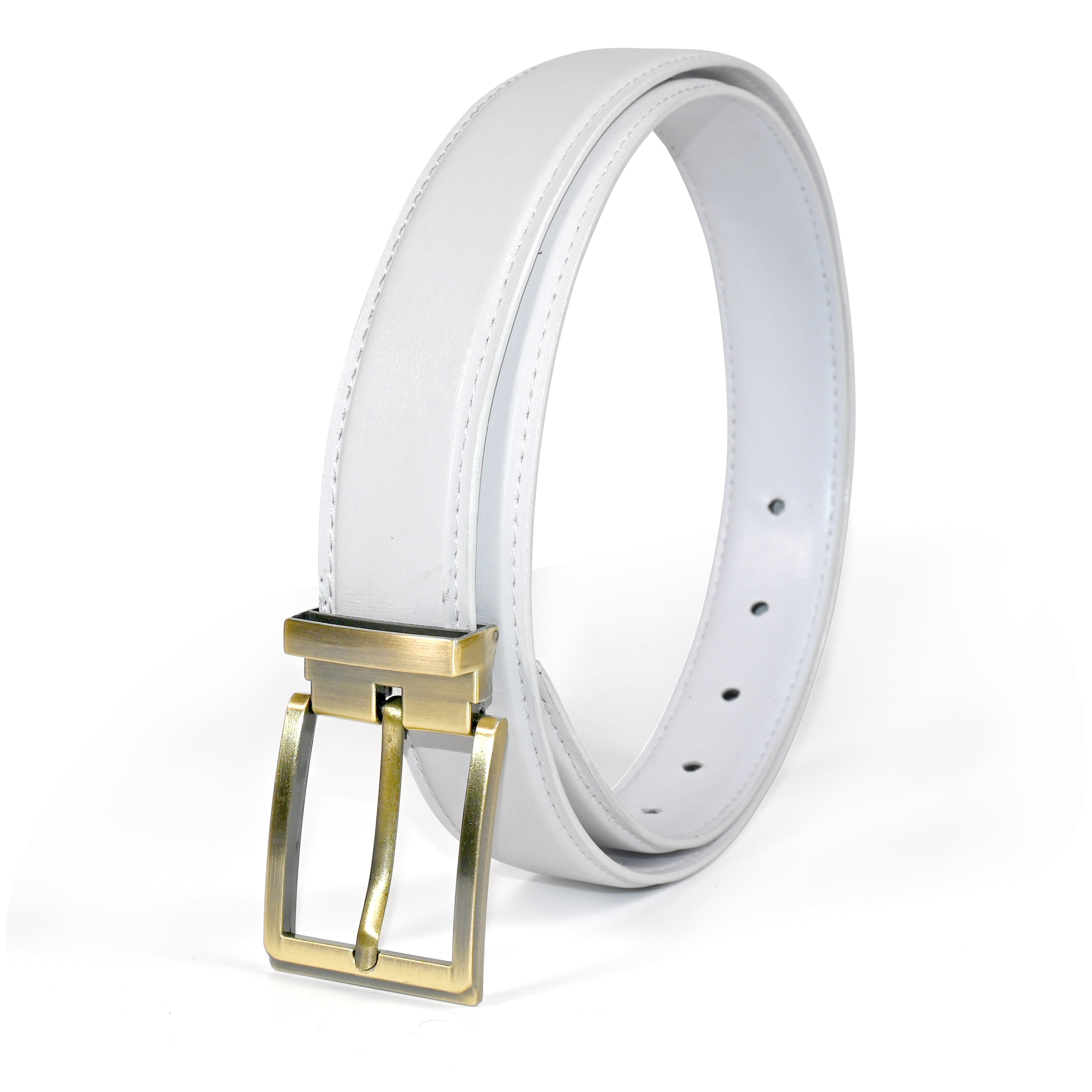 USL Faux Leather Cowboy white Belt for Men - Adjustable Size Fits Waist 28-42 Inches - Durable and Stylish Accessory