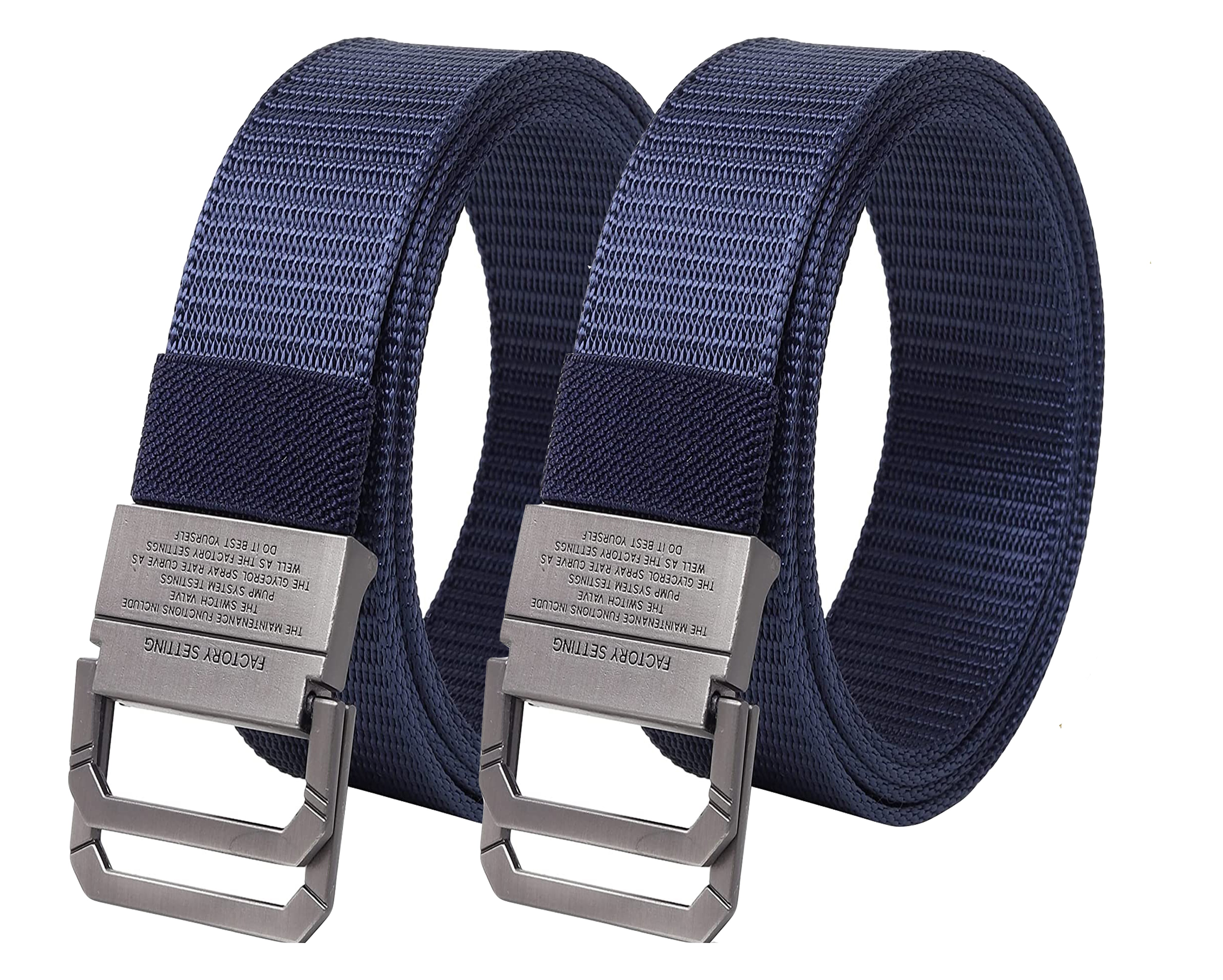 USL Men's Free Size Nylon Woven Belts with Hole-Free Plastic Flap Buckle Ultimate Comfort and Style (Pack of 2)