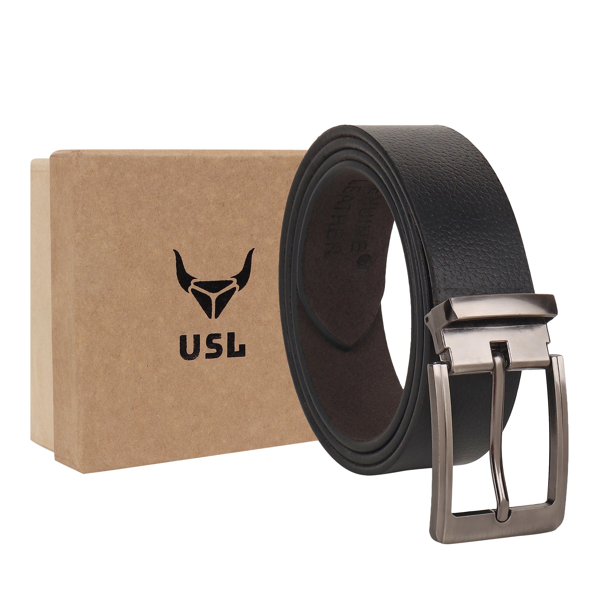 USL Genuine Leather Belt with Double Prong Buckle for Jeans and Casual Wear belt for men stylish Leather for Men's/Boys