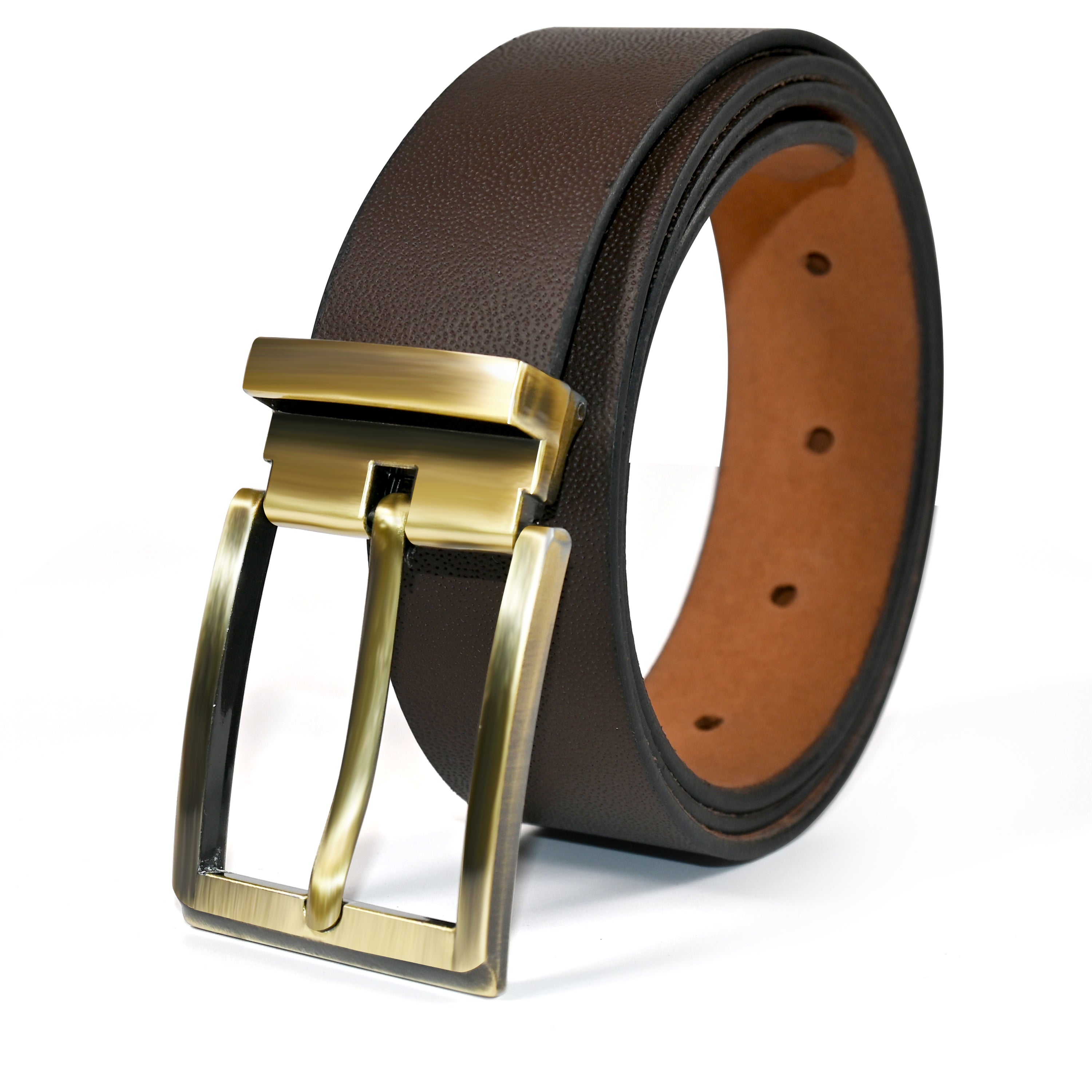 USL Men's Leather belt (Formal/Casual) (Colour -Brown/Black) Buckle Adjustable Size Genuine Leather