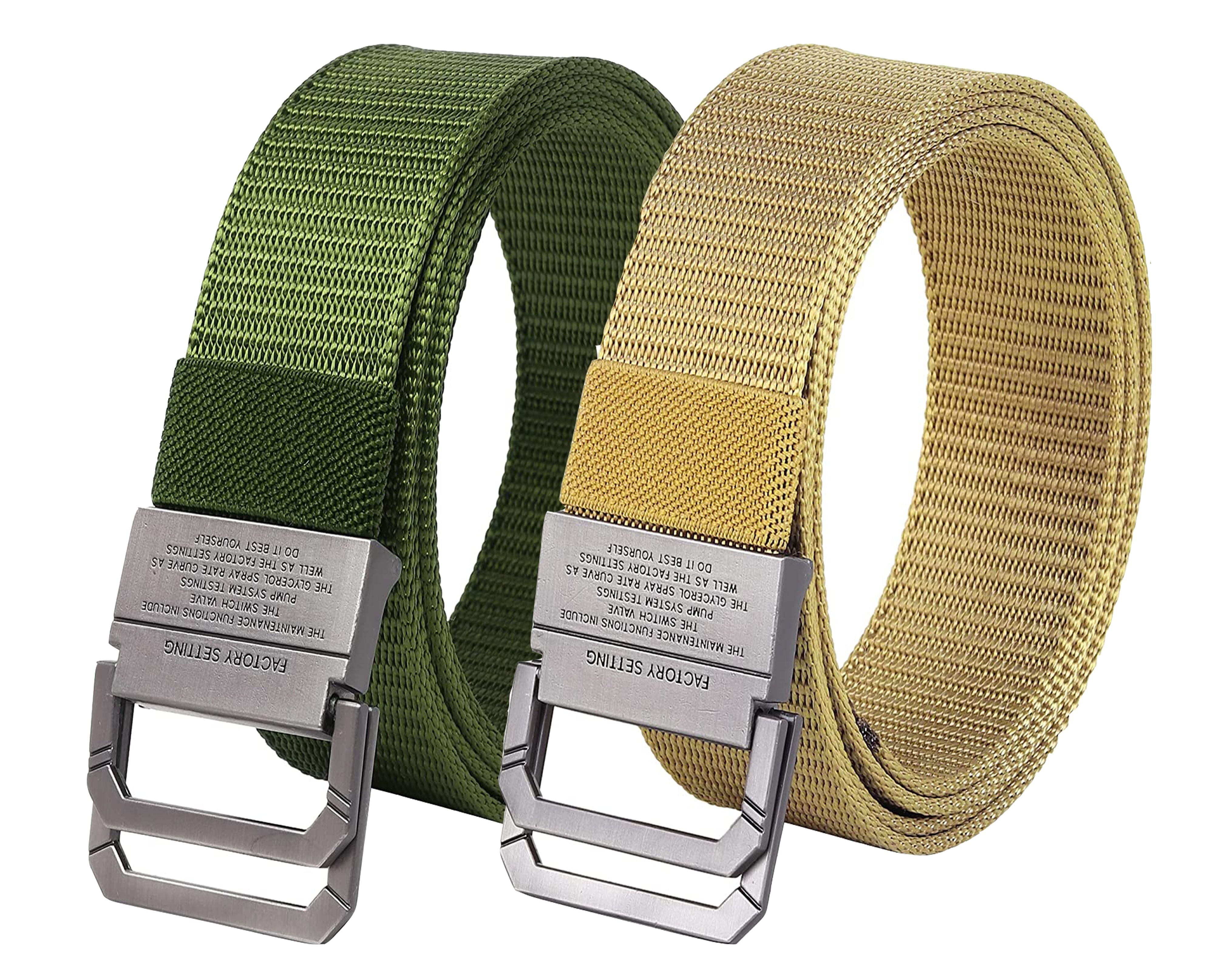 USL Men's Free Size Nylon Woven Belts with Hole-Free Plastic Flap Buckle Ultimate Comfort and Style (Pack of 2)