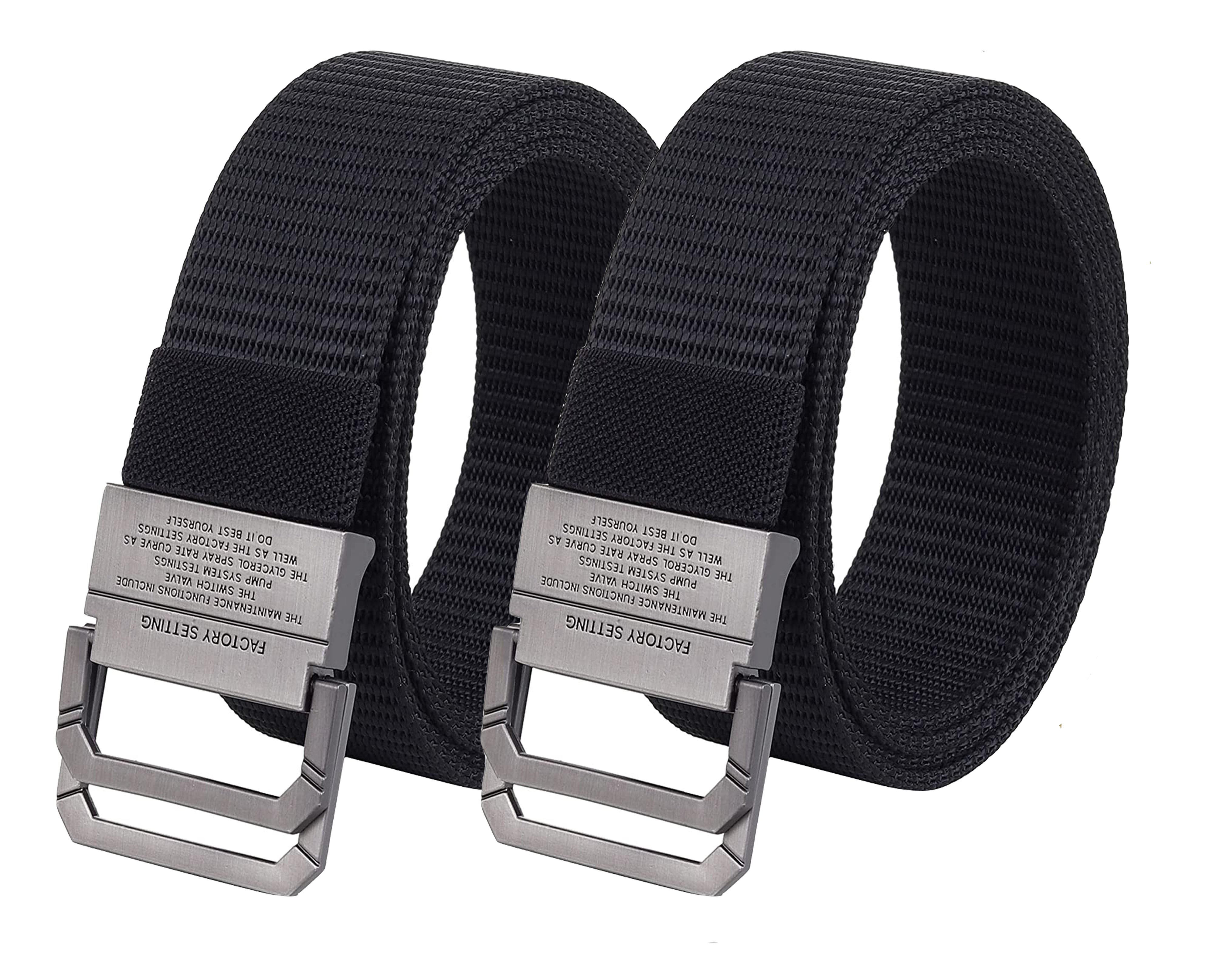 USL Men's Free Size Nylon Woven Belts with Hole-Free Plastic Flap Buckle Ultimate Comfort and Style (Pack of 2)