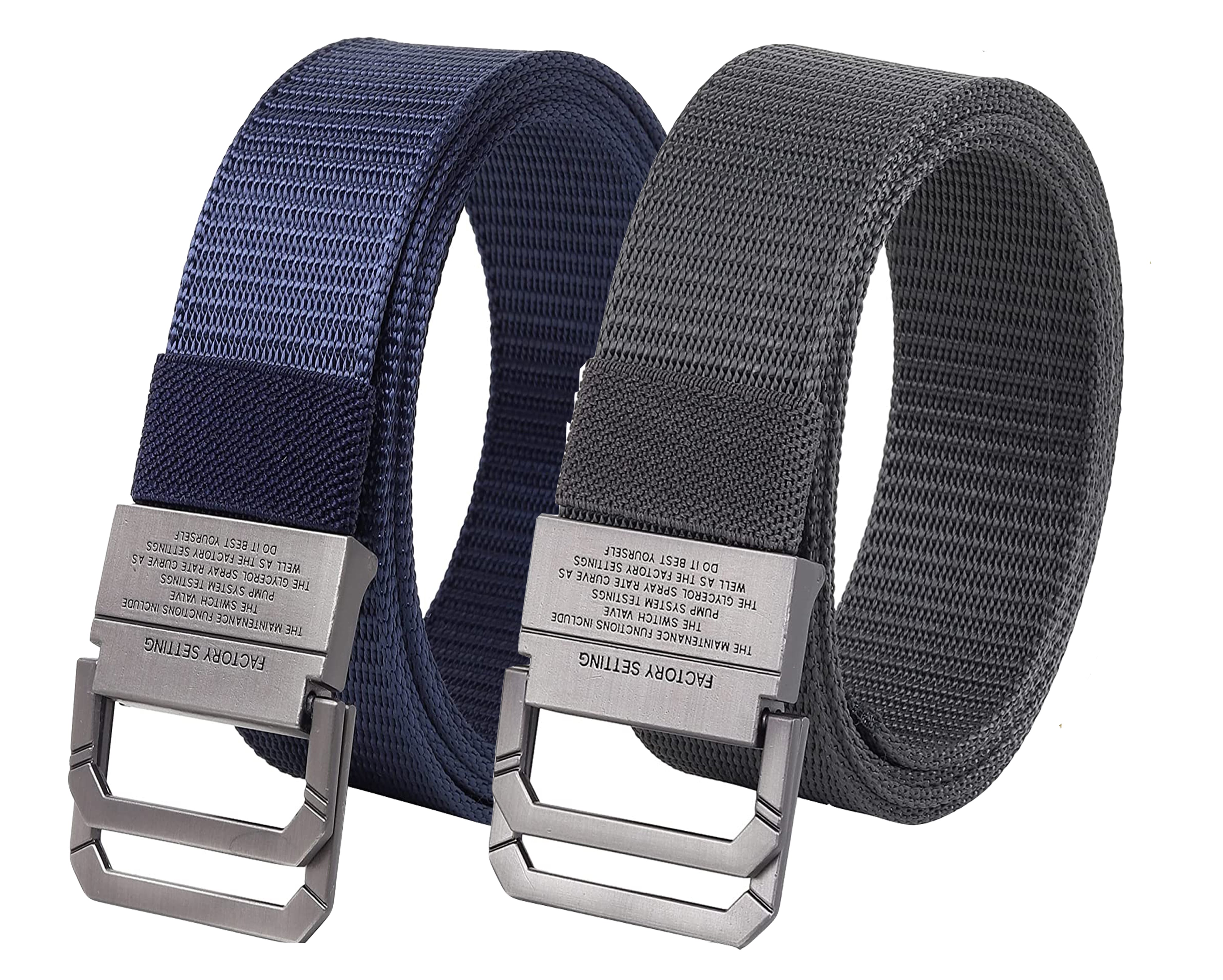 USL Men's Free Size Nylon Woven Belts with Hole-Free Plastic Flap Buckle Ultimate Comfort and Style (Pack of 2)