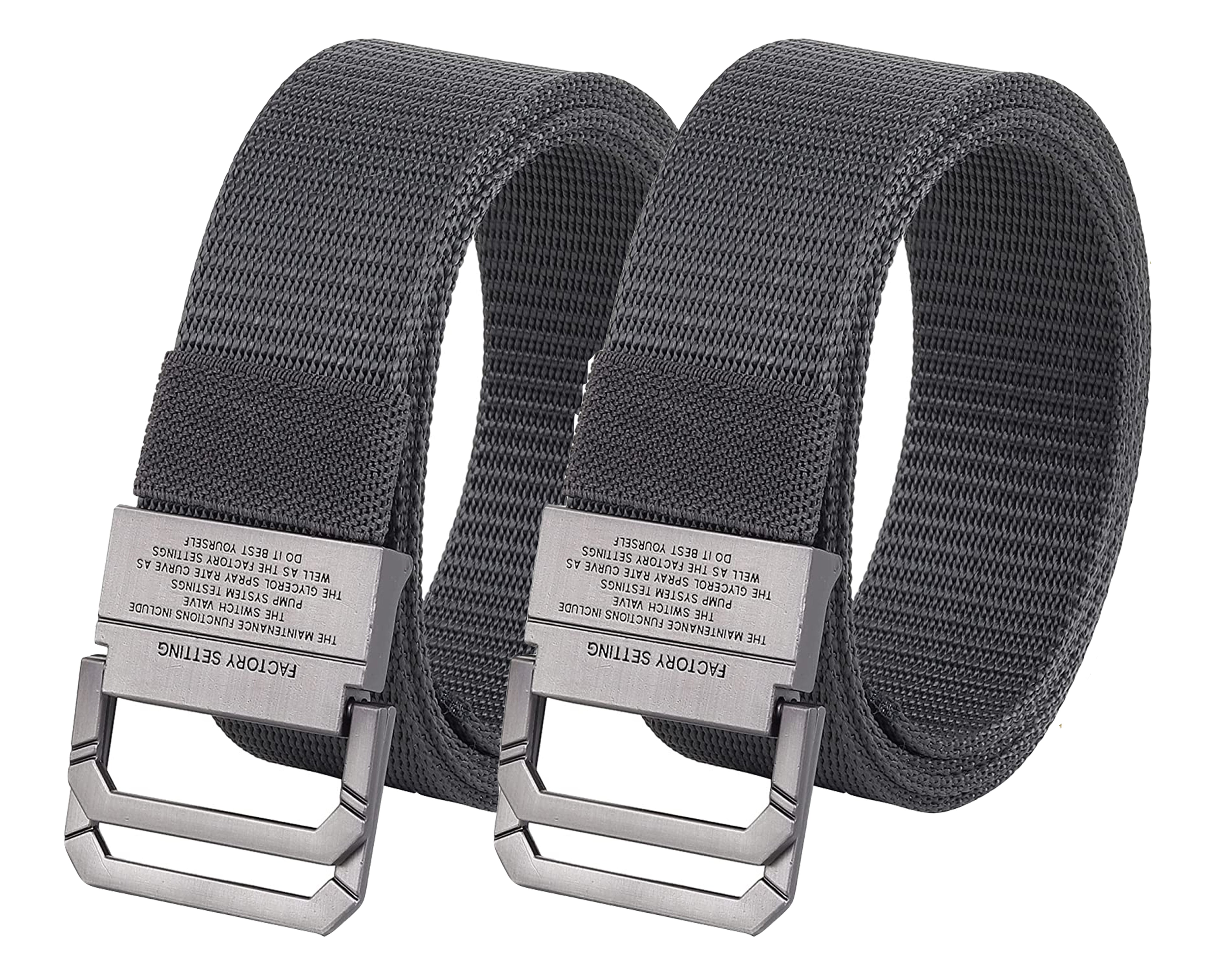 USL Men's Free Size Nylon Woven Belts with Hole-Free Plastic Flap Buckle Ultimate Comfort and Style (Pack of 2)