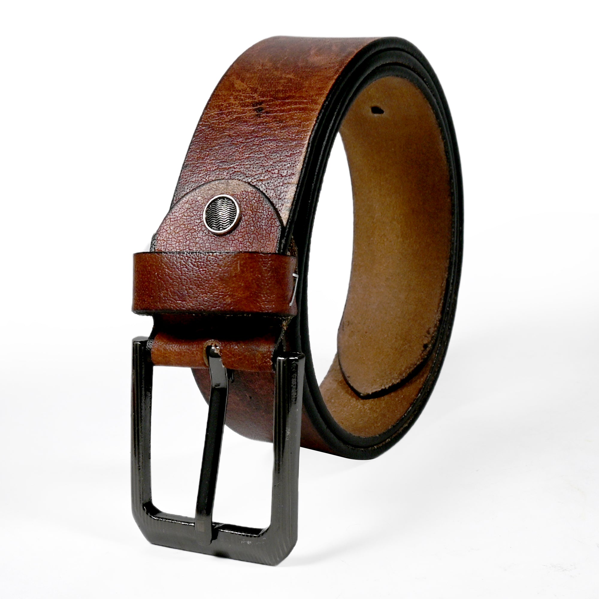 USL Men Casual, Evening, Formal, Party Tan Genuine Leather Belt