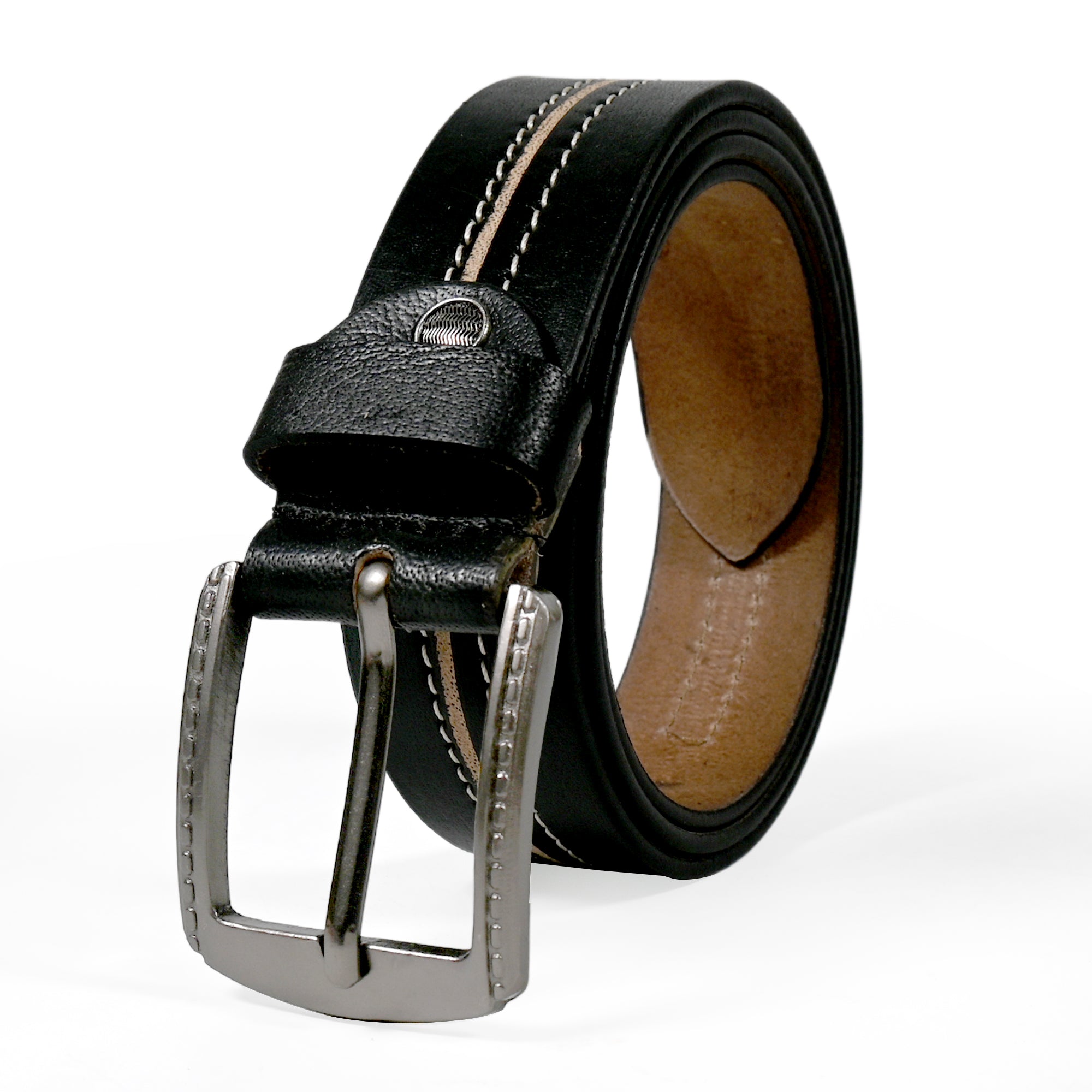 USL Black Pure Leather Belt for Men Customize size as per your waist size