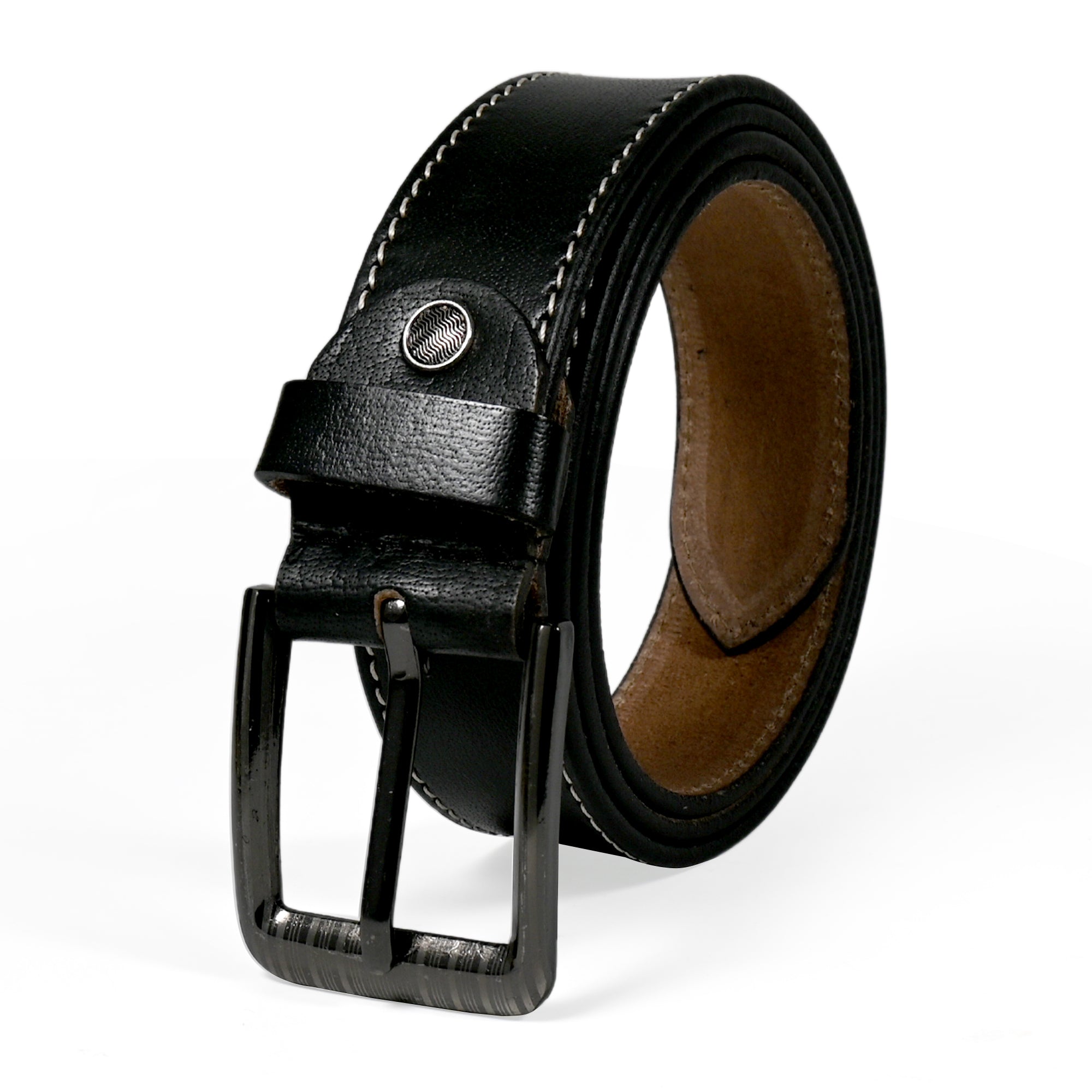 USL Men Casual Formal Brown Genuine Leather Belt