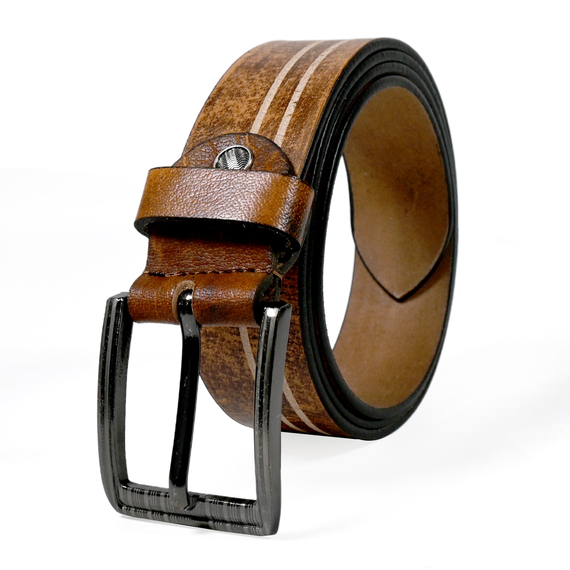 USL Men Casual, Evening, Formal, Party Tan Genuine Leather Belt