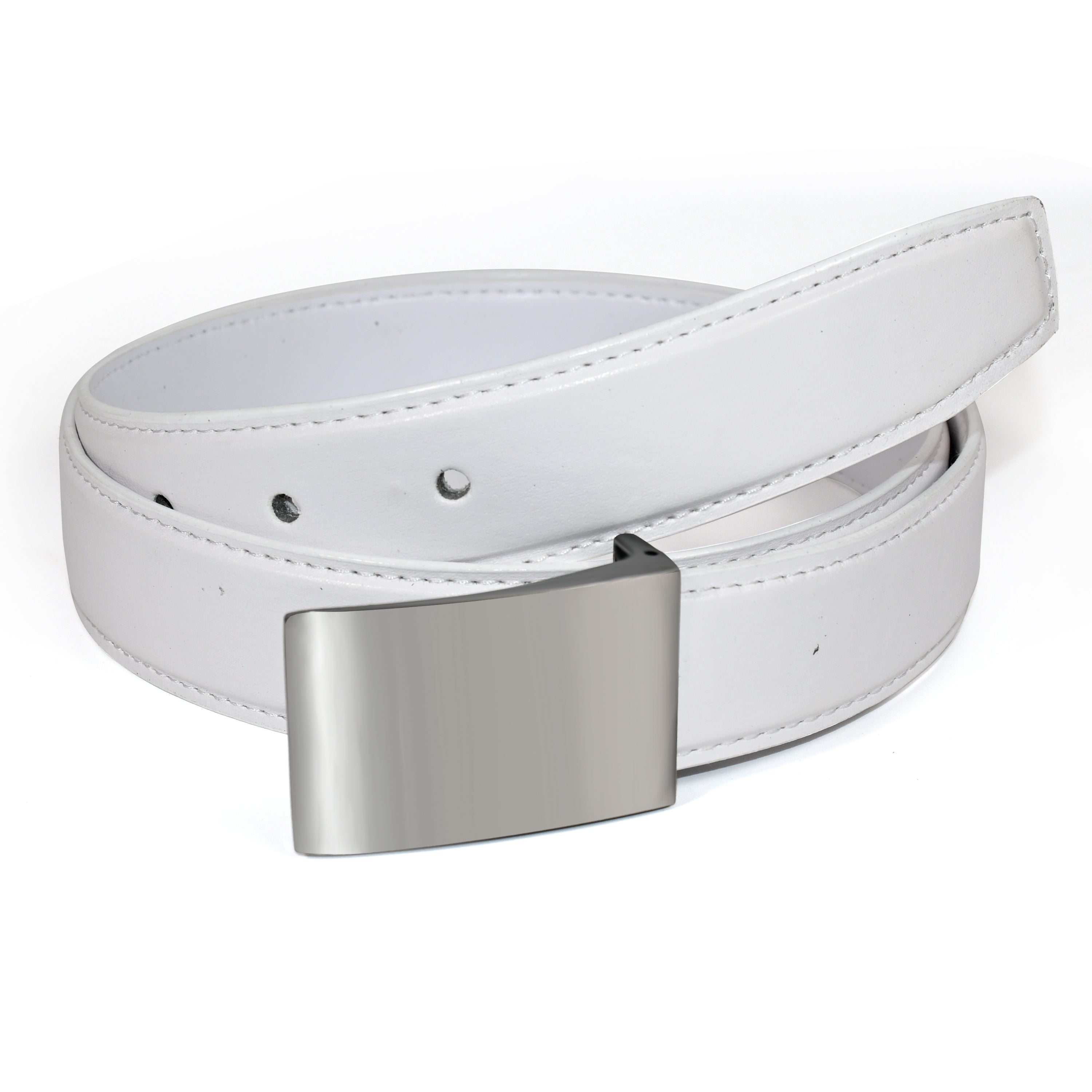 USL Faux Leather Cowboy white Belt for Men - Adjustable Size Fits Waist 28-42 Inches - Durable and Stylish Accessory