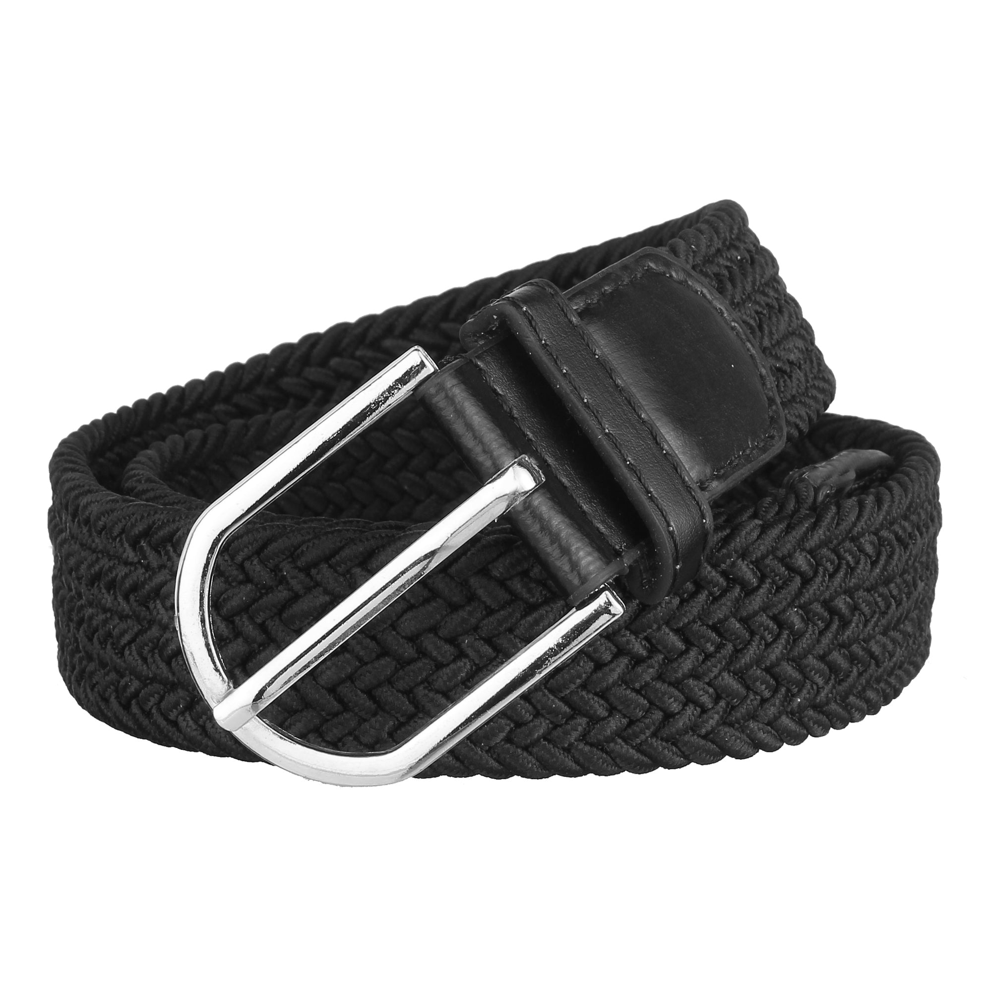 USL Canvas Elastic Fabric Woven Stretch Braided Belt for Women (Size Upto 34 Inches of Waist Size) (Black, Canvas)