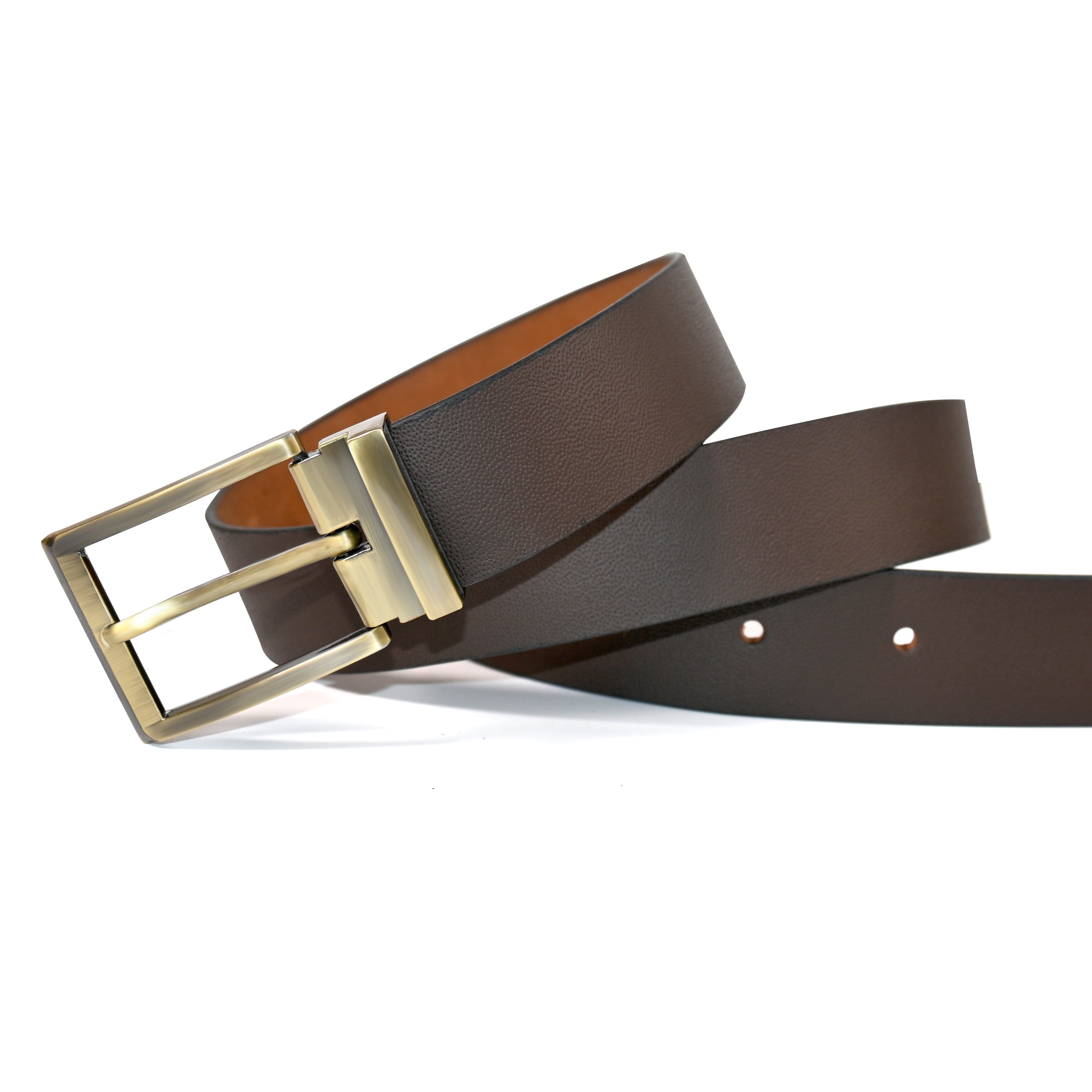 USL Men's Leather belt (Formal/Casual) (Colour -Brown/Black) Buckle Adjustable Size Genuine Leather