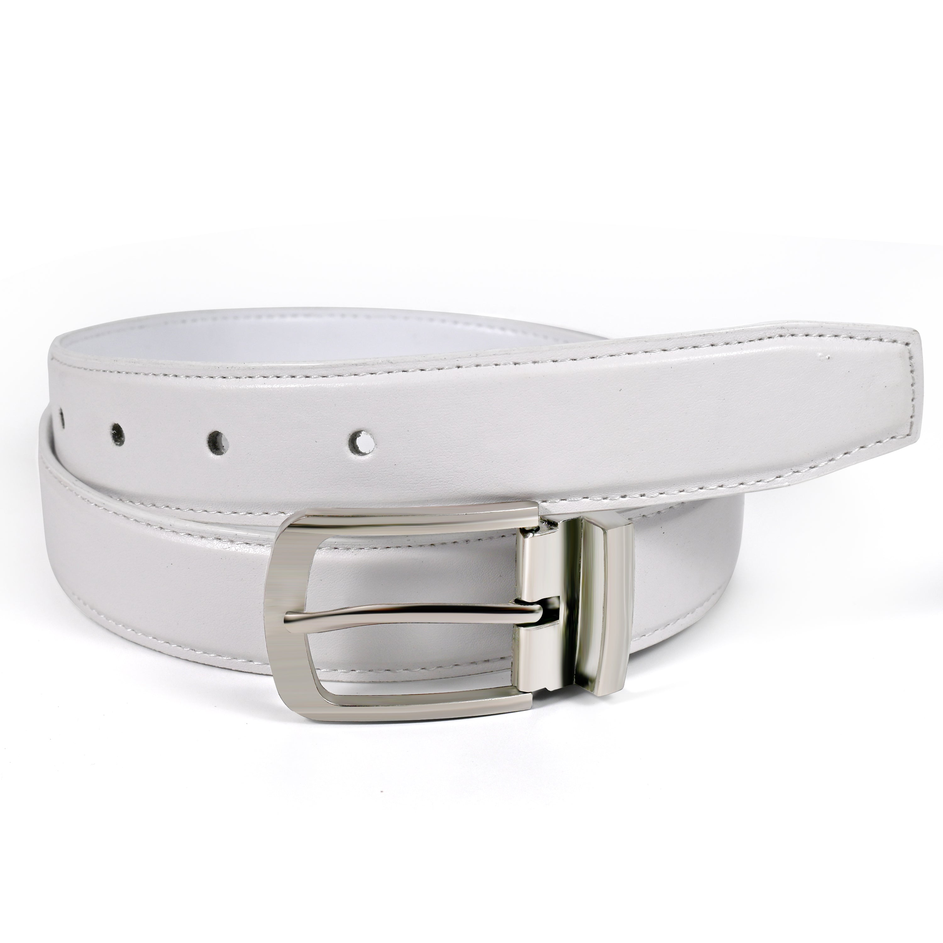 USL Faux Leather Cowboy white Belt for Men - Adjustable Size Fits Waist 28-42 Inches - Durable and Stylish Accessory