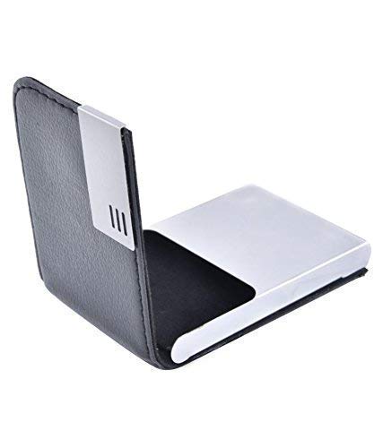 USL Faux Leather & Stainless Steel Credit Card case,Business Card Holder Wallet for Men & Women