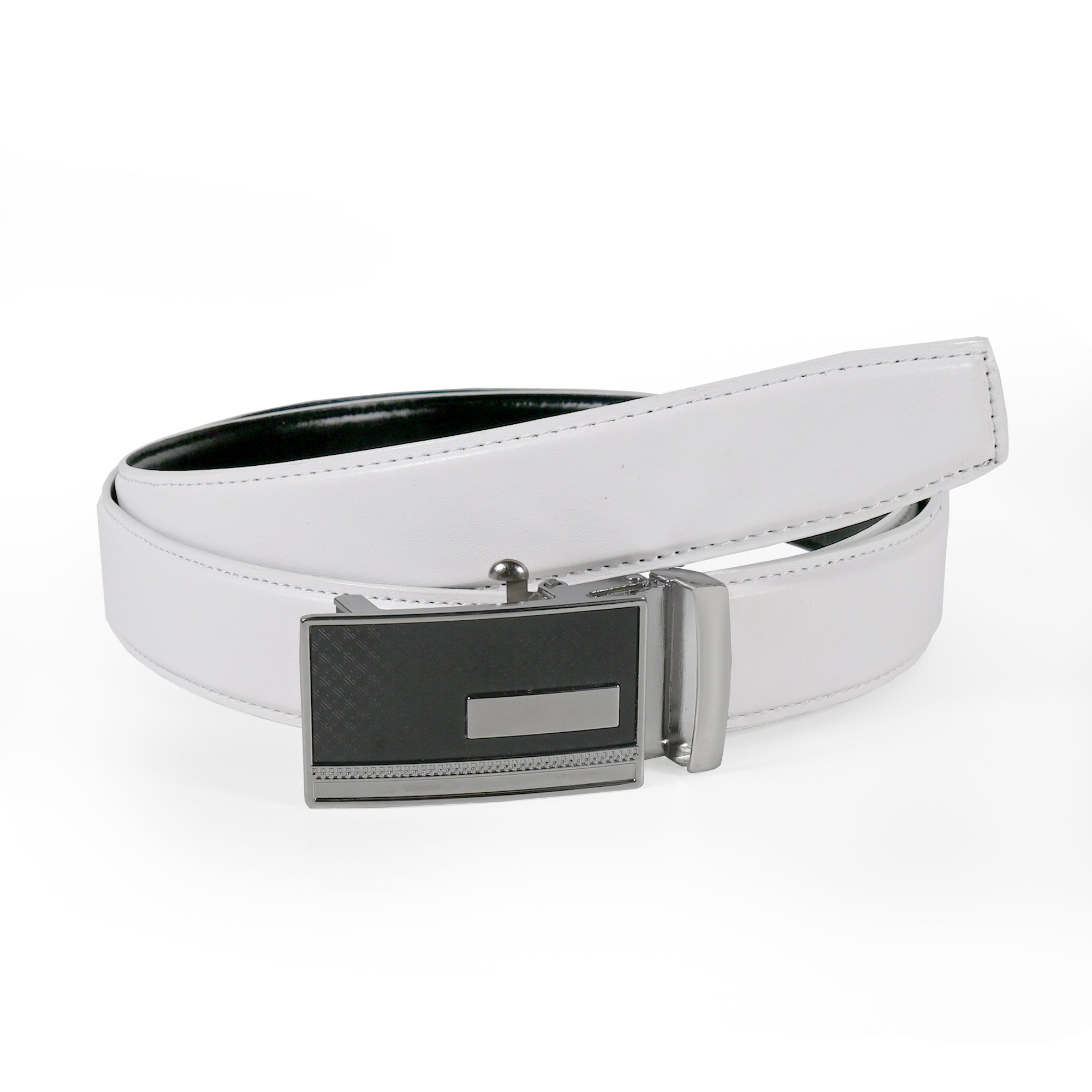 USL Faux Leather Cowboy white Belt for Men - Adjustable Size Fits Waist 28-42 Inches - Durable and Stylish Accessory