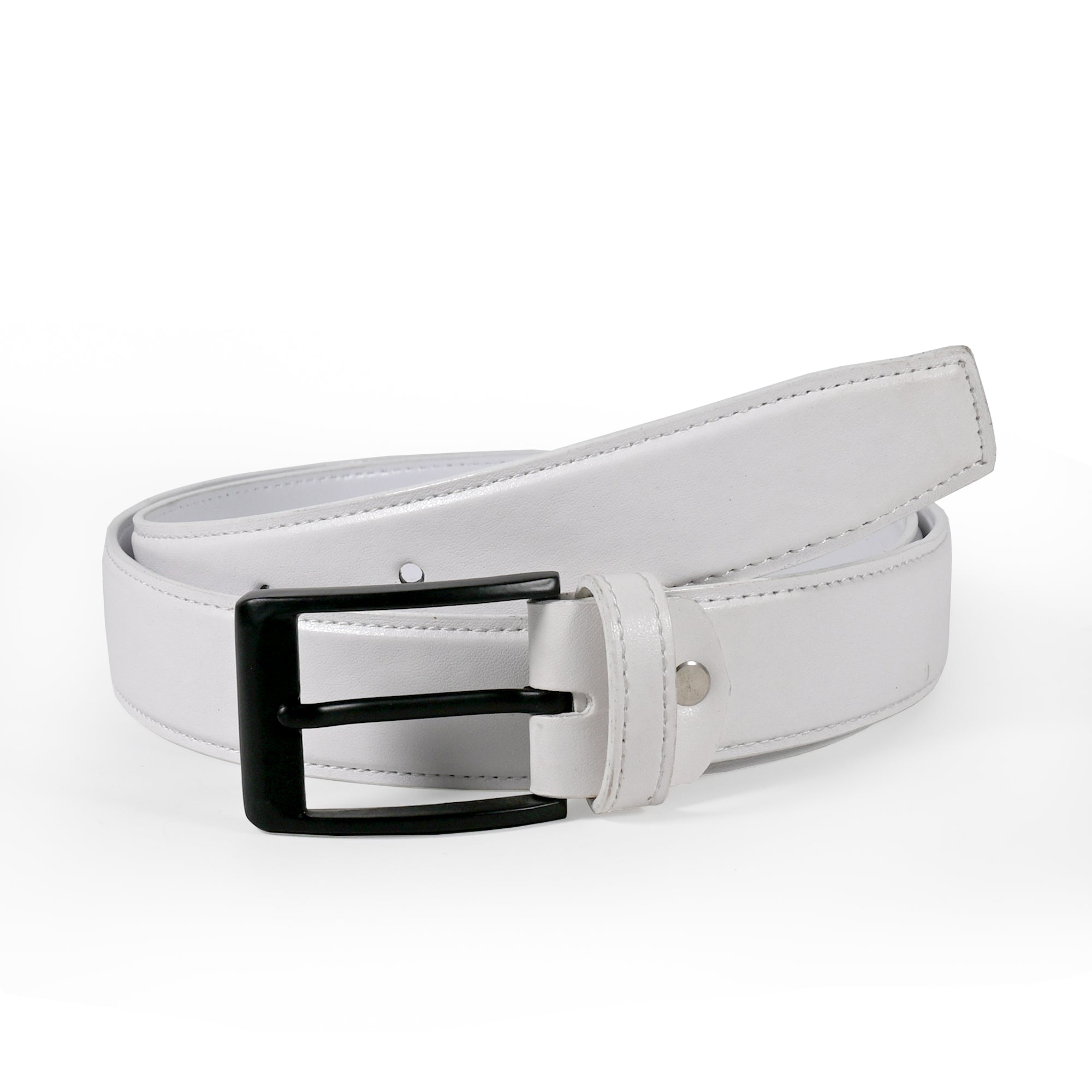 USL Faux Leather Cowboy white Belt for Men - Adjustable Size Fits Waist 28-42 Inches - Durable and Stylish Accessory