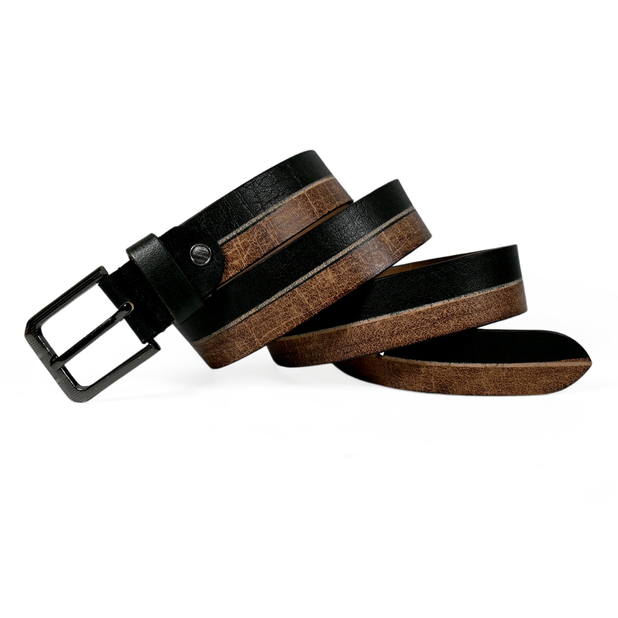 USL Black Beige Genuine Leather Belt for Men Customize size 28 to 42 Inches of waist size