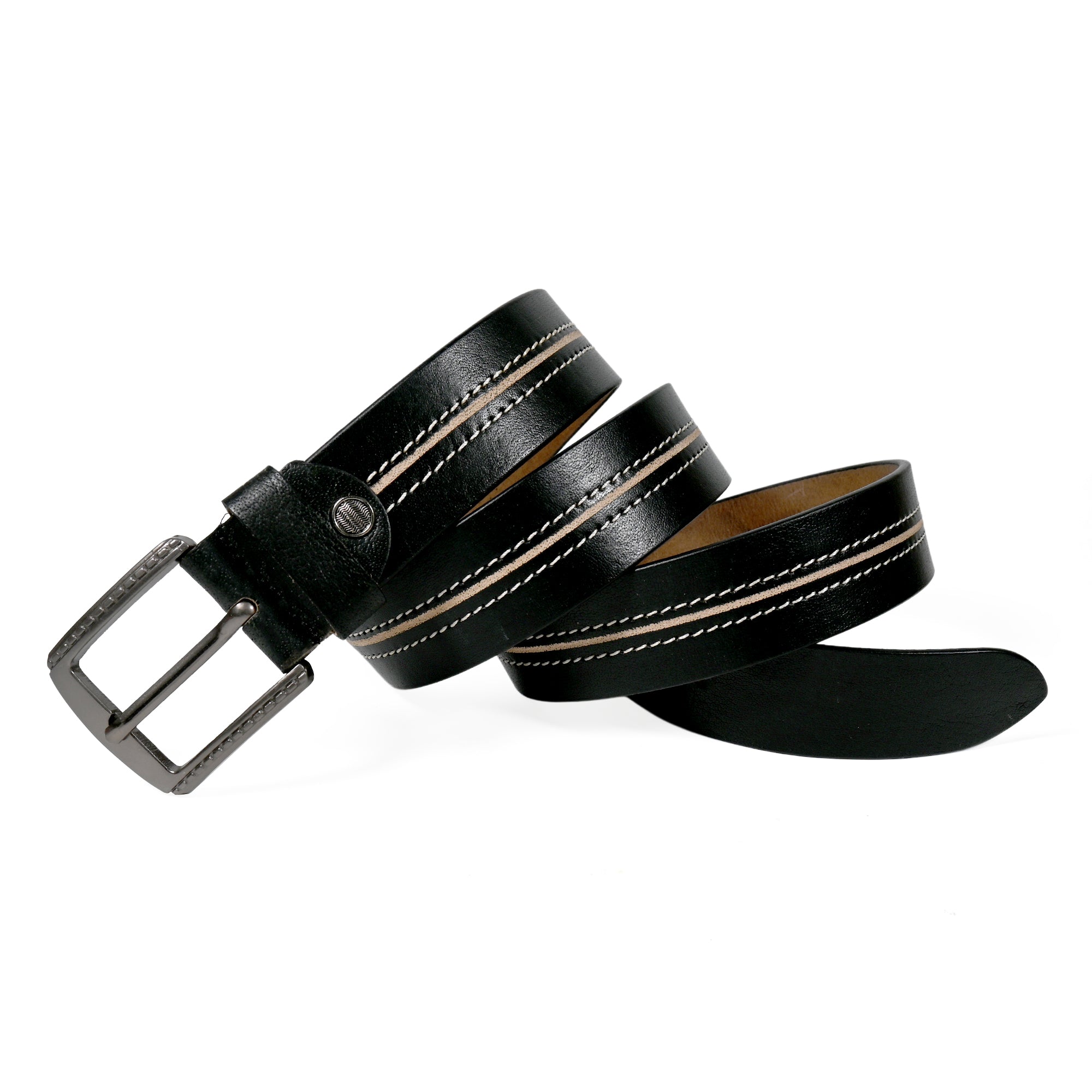 USL Black Pure Leather Belt for Men Customize size as per your waist size