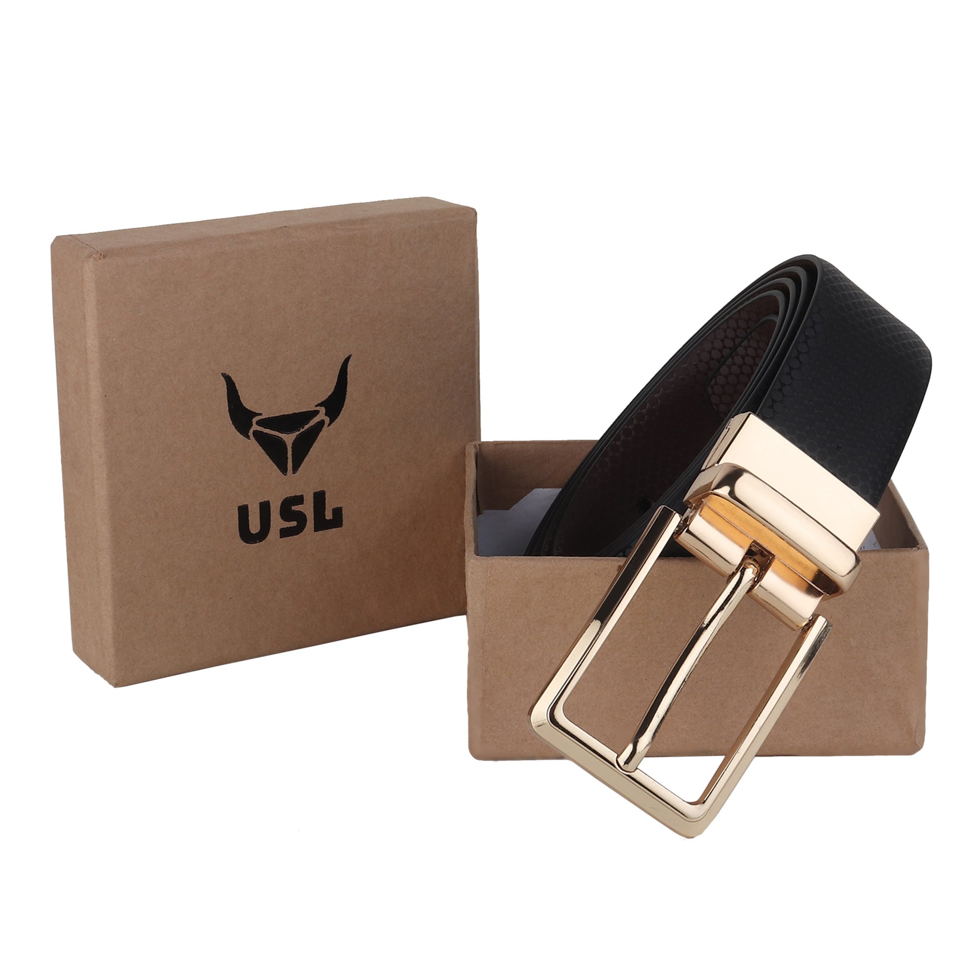 USL Men's Reversible Faux Leather Belt