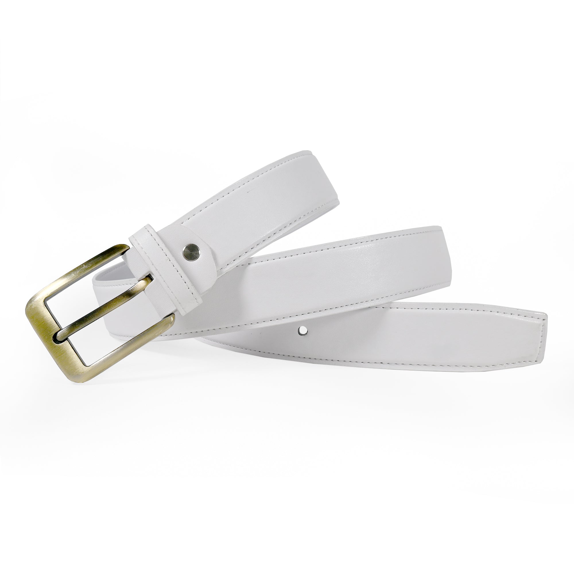 USL Faux Leather Cowboy white Belt for Men - Adjustable Size Fits Waist 28-42 Inches - Durable and Stylish Accessory