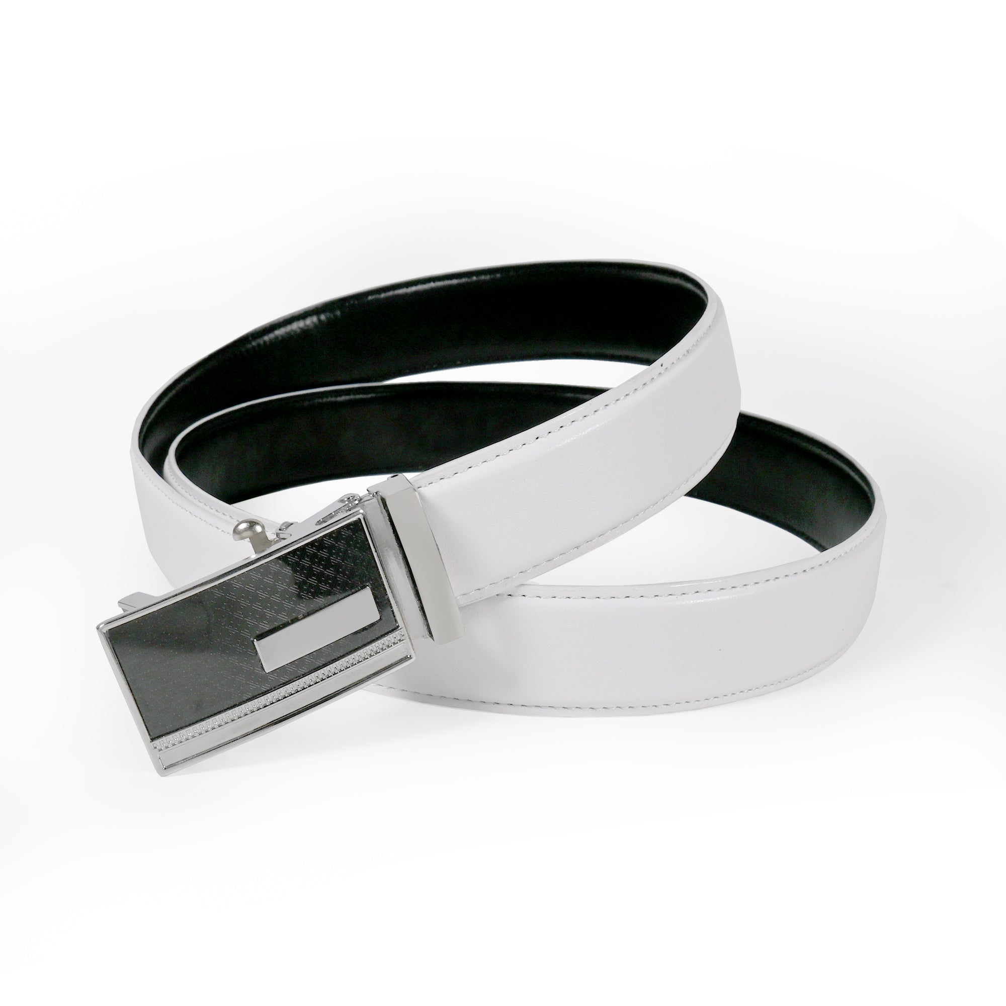 USL Faux Leather Cowboy white Belt for Men - Adjustable Size Fits Waist 28-42 Inches - Durable and Stylish Accessory