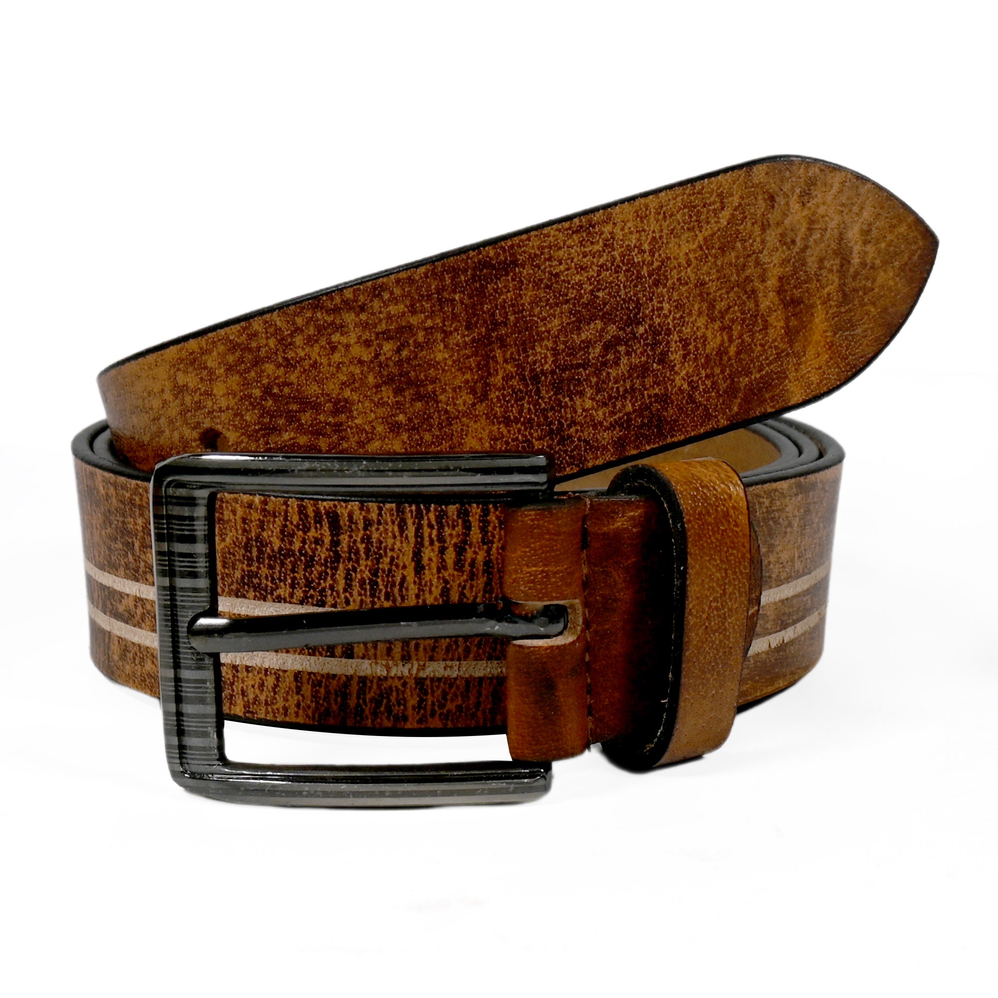 USL Men Casual, Evening, Formal, Party Tan Genuine Leather Belt