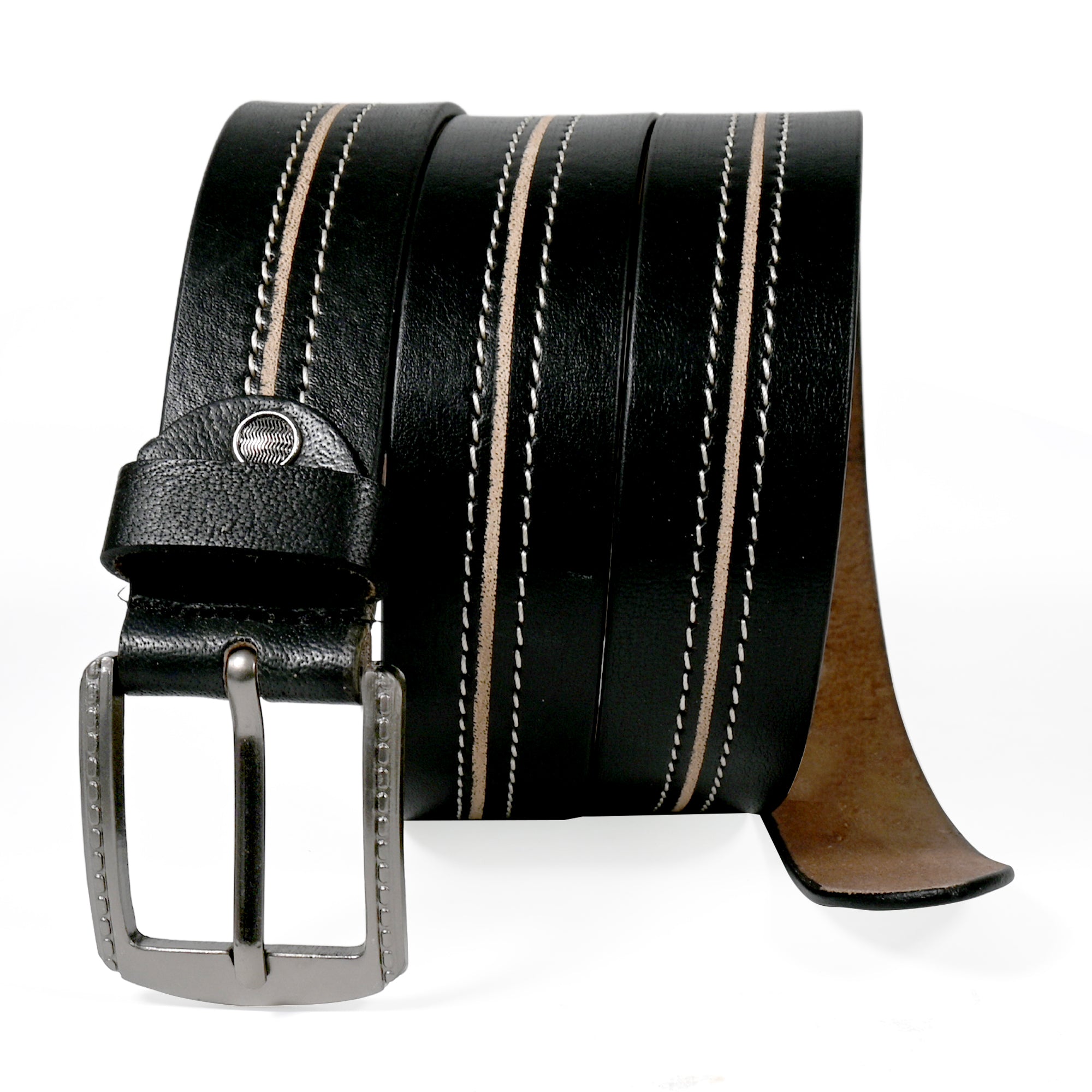 USL Black Pure Leather Belt for Men Customize size as per your waist size