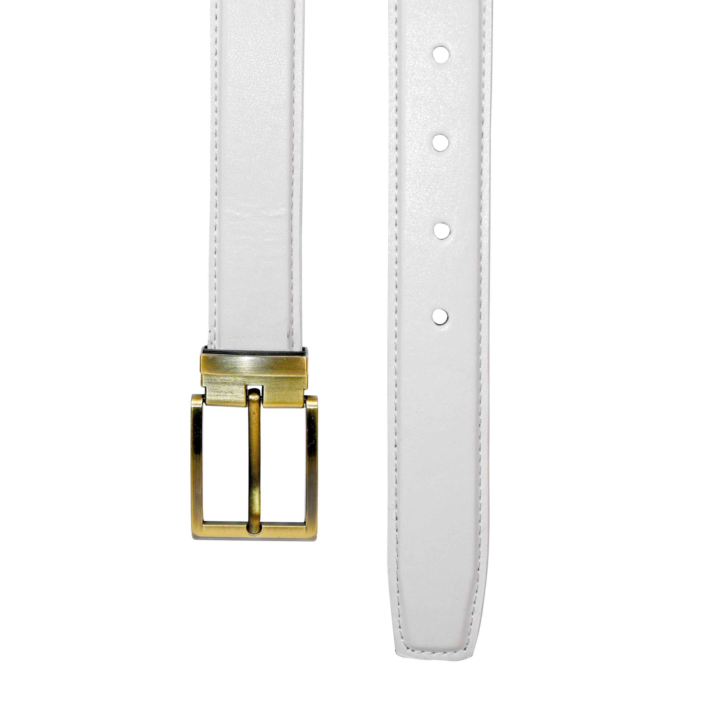 USL Faux Leather Cowboy white Belt for Men - Adjustable Size Fits Waist 28-42 Inches - Durable and Stylish Accessory