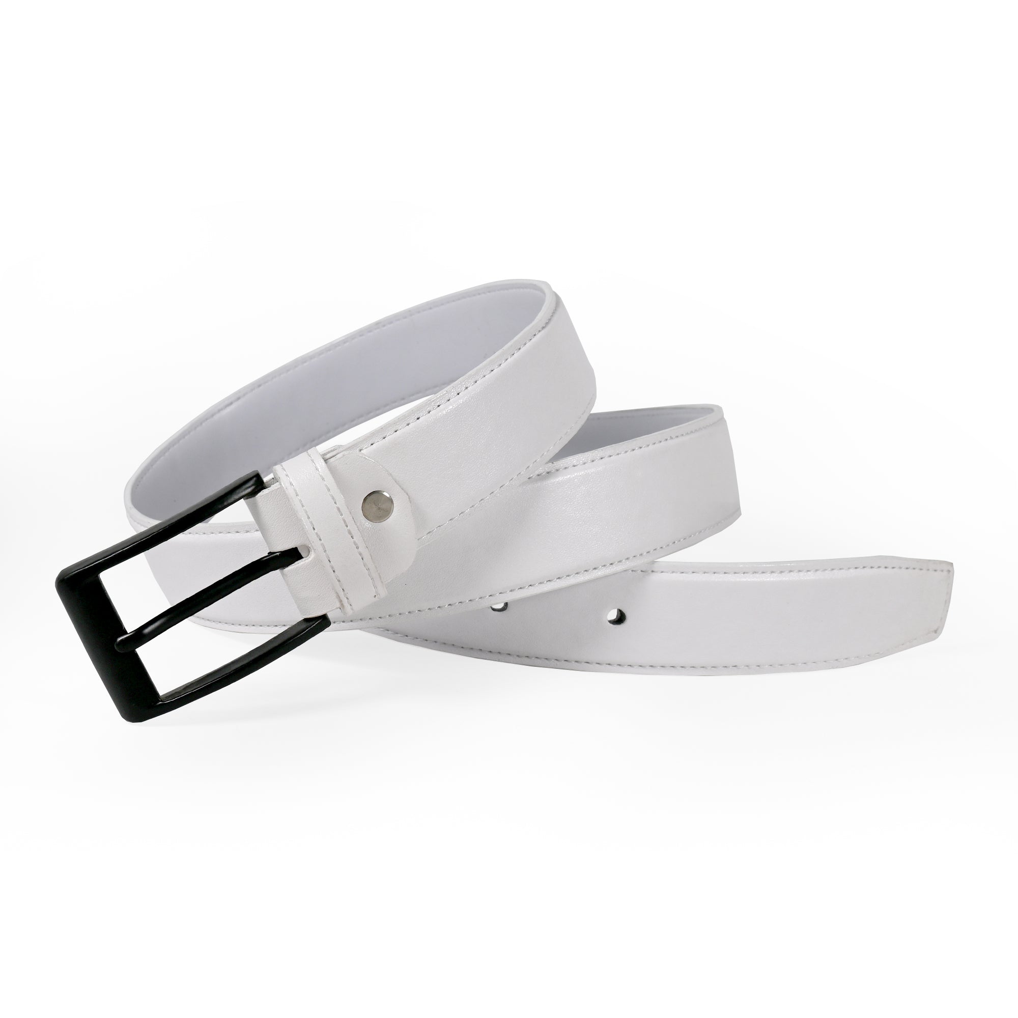 USL Faux Leather Cowboy white Belt for Men - Adjustable Size Fits Waist 28-42 Inches - Durable and Stylish Accessory