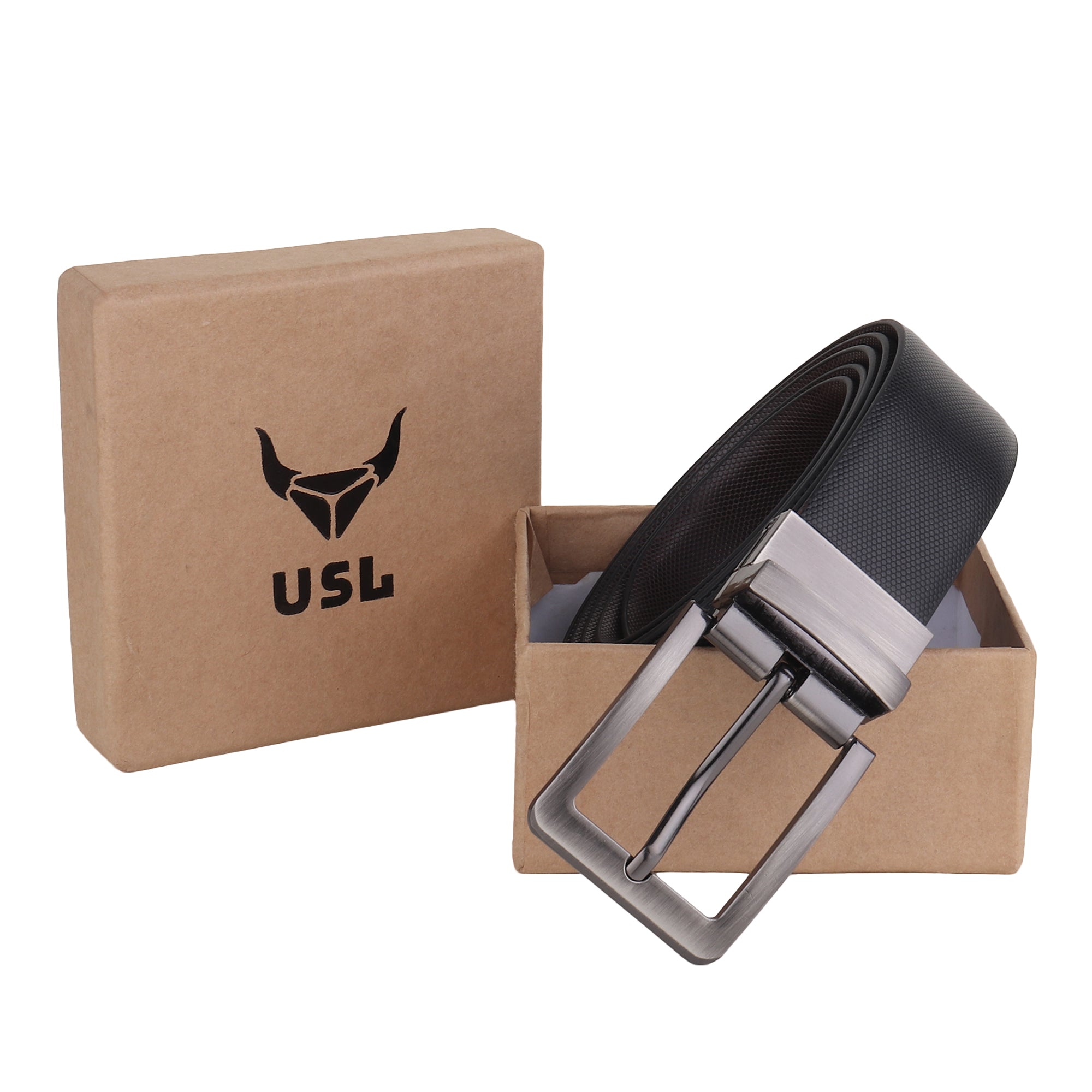 USL Men's Reversible PU Leather Belt