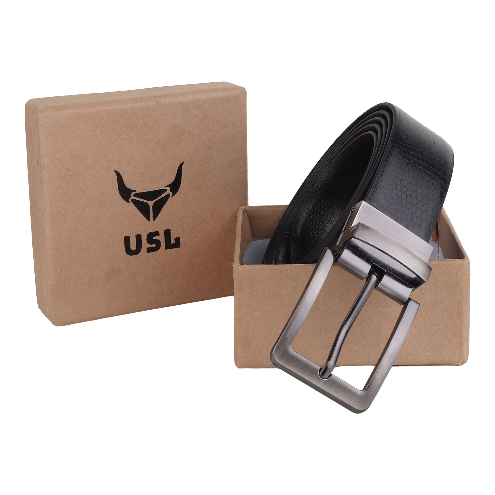 USL Men's Reversible PU Leather Belt