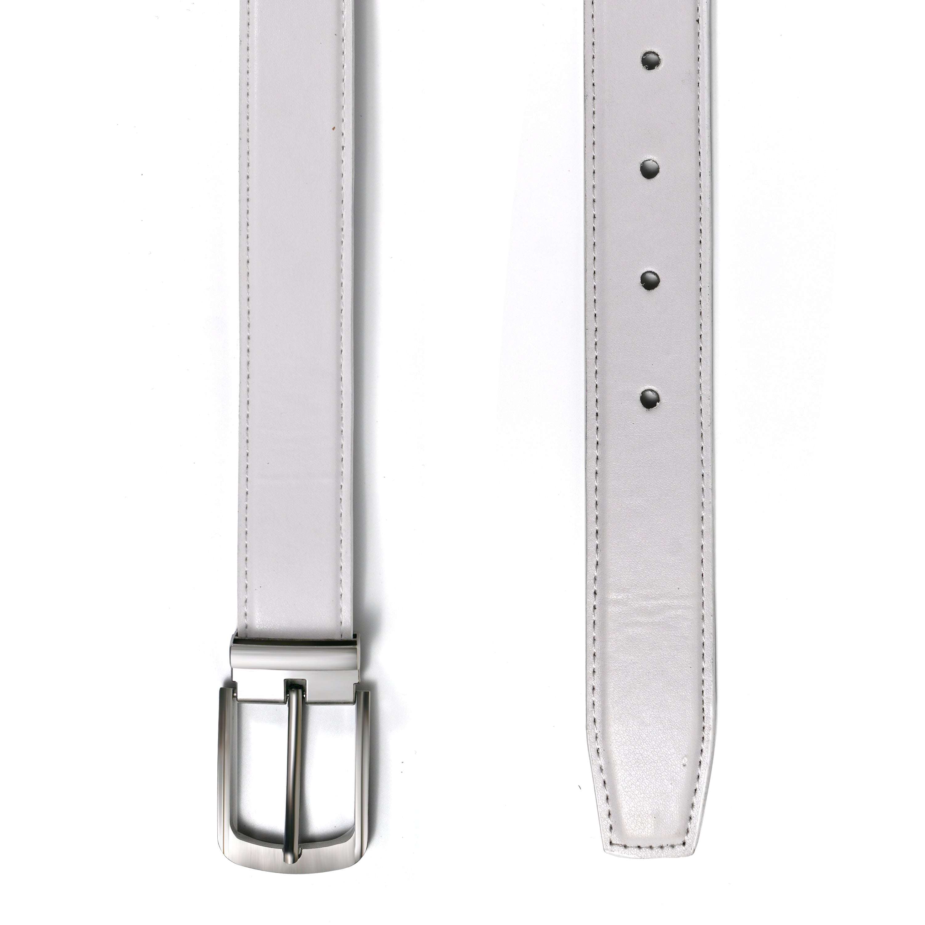 USL Faux Leather Cowboy white Belt for Men - Adjustable Size Fits Waist 28-42 Inches - Durable and Stylish Accessory