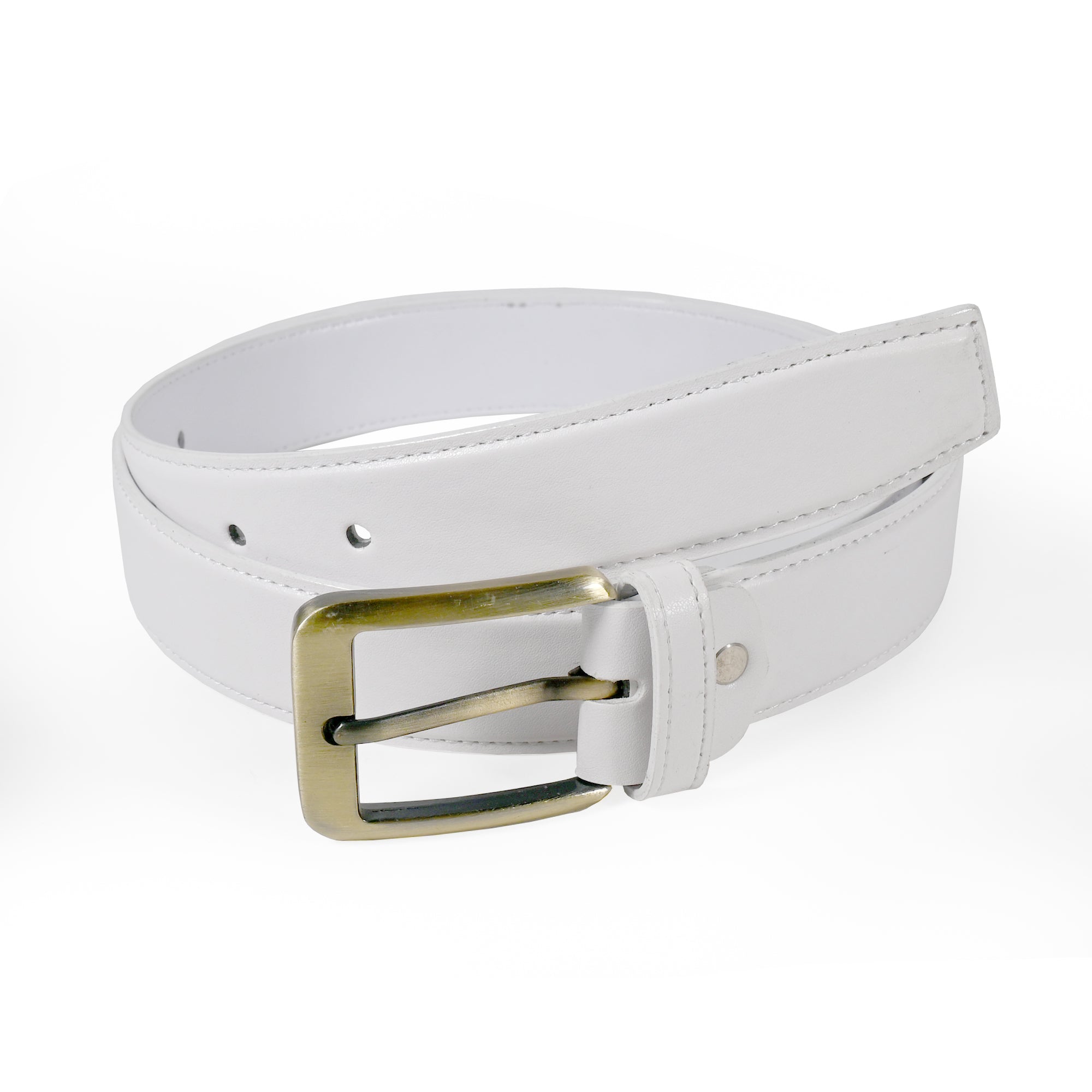 USL Faux Leather Cowboy white Belt for Men - Adjustable Size Fits Waist 28-42 Inches - Durable and Stylish Accessory