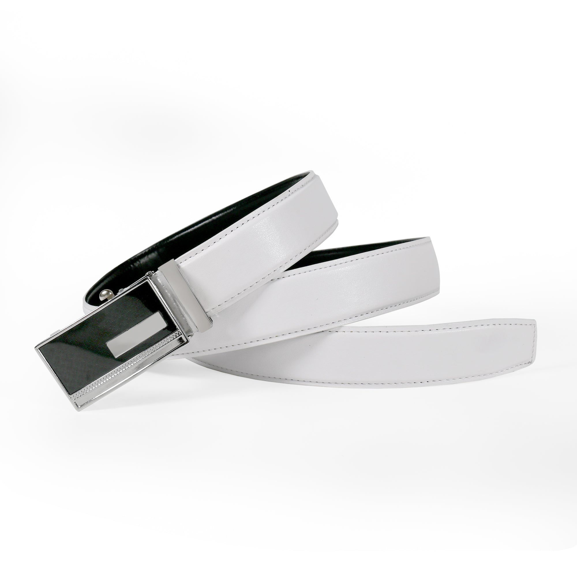 USL Faux Leather Cowboy white Belt for Men - Adjustable Size Fits Waist 28-42 Inches - Durable and Stylish Accessory