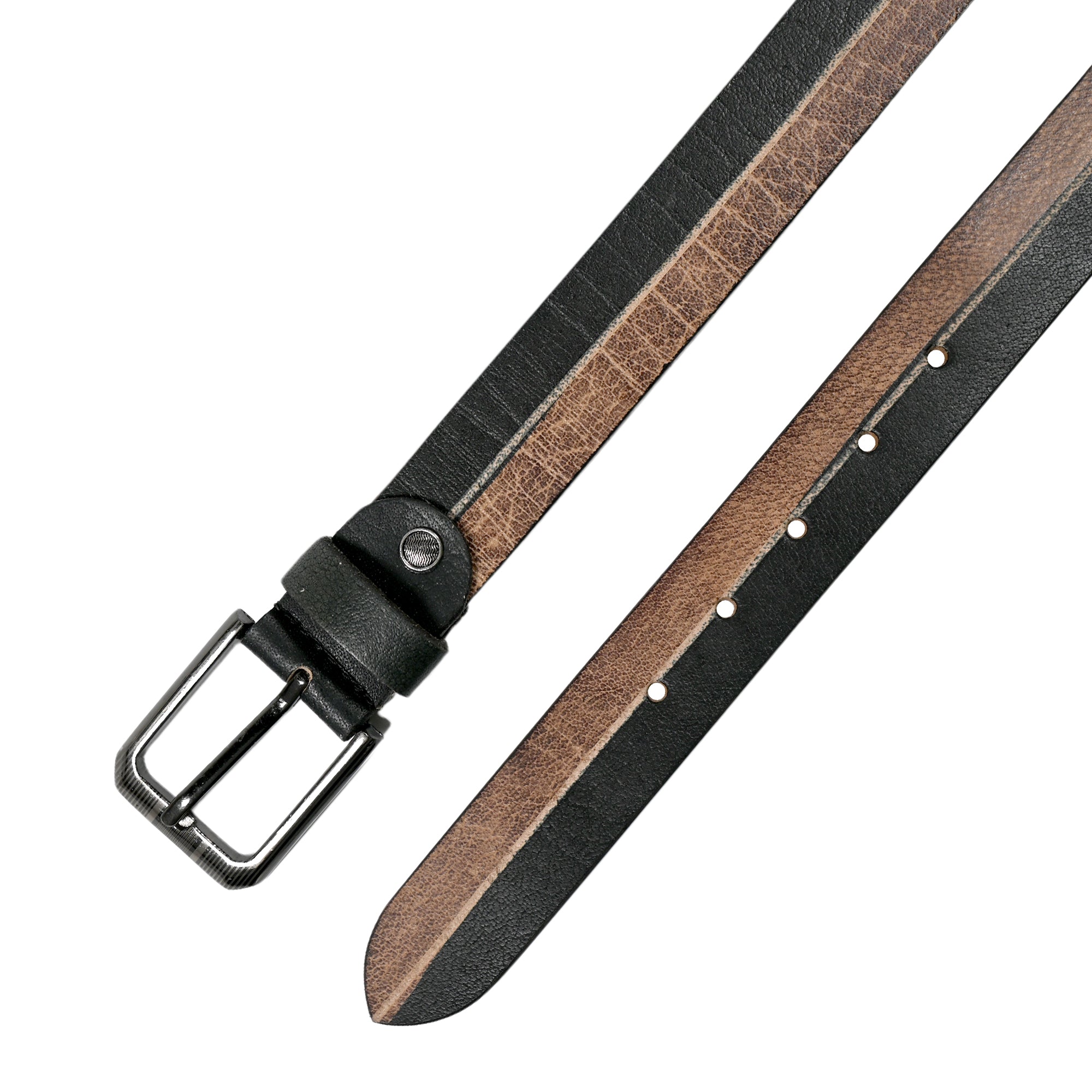 USL Black Beige Genuine Leather Belt for Men Customize size 28 to 42 Inches of waist size