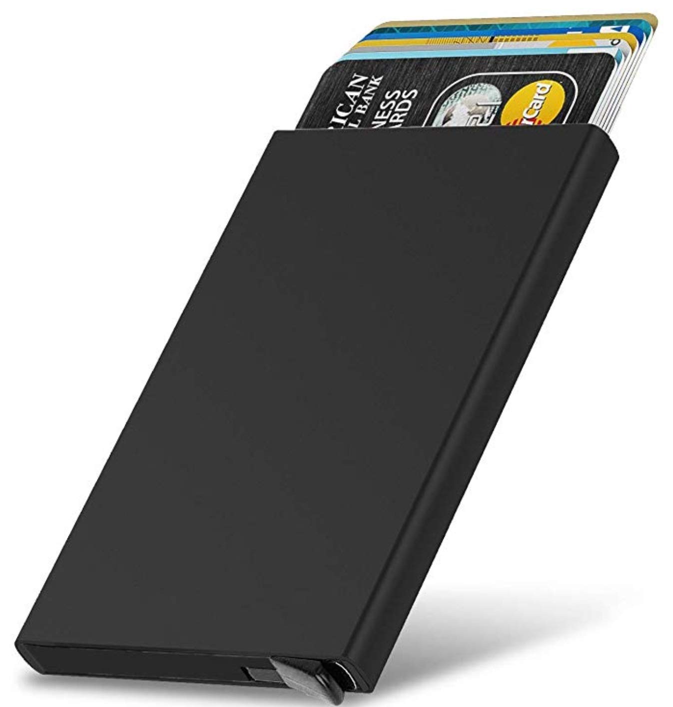 USL Black & Silver Automatic RFID Pop Up Slim Aluminium Debit/Credit/ATM Slots 6 Card Holder