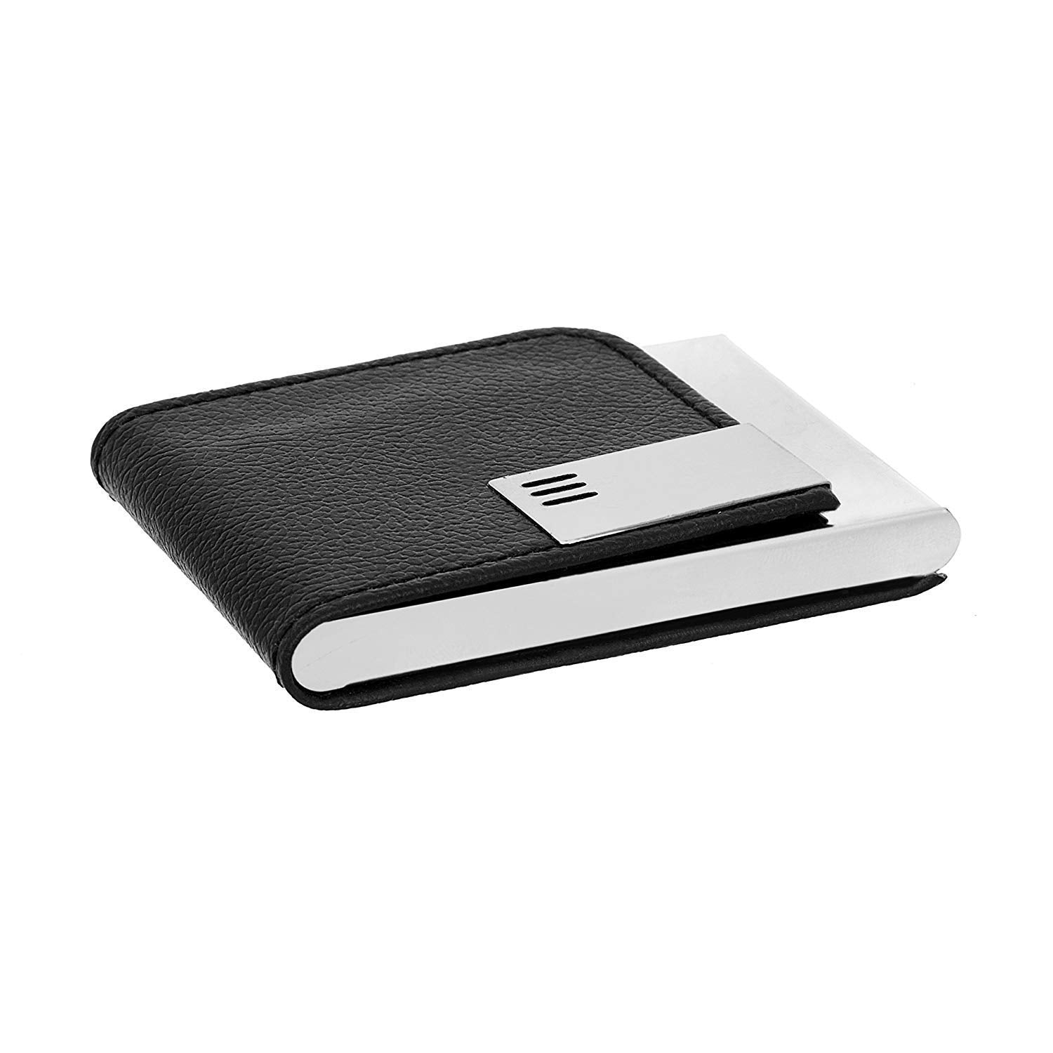 USL Faux Leather & Stainless Steel Credit Card case,Business Card Holder Wallet for Men & Women