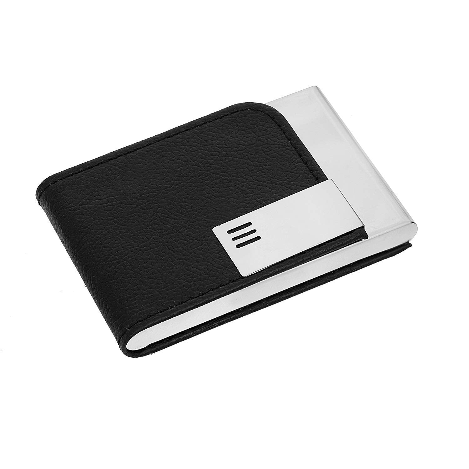 USL Faux Leather & Stainless Steel Credit Card case,Business Card Holder Wallet for Men & Women