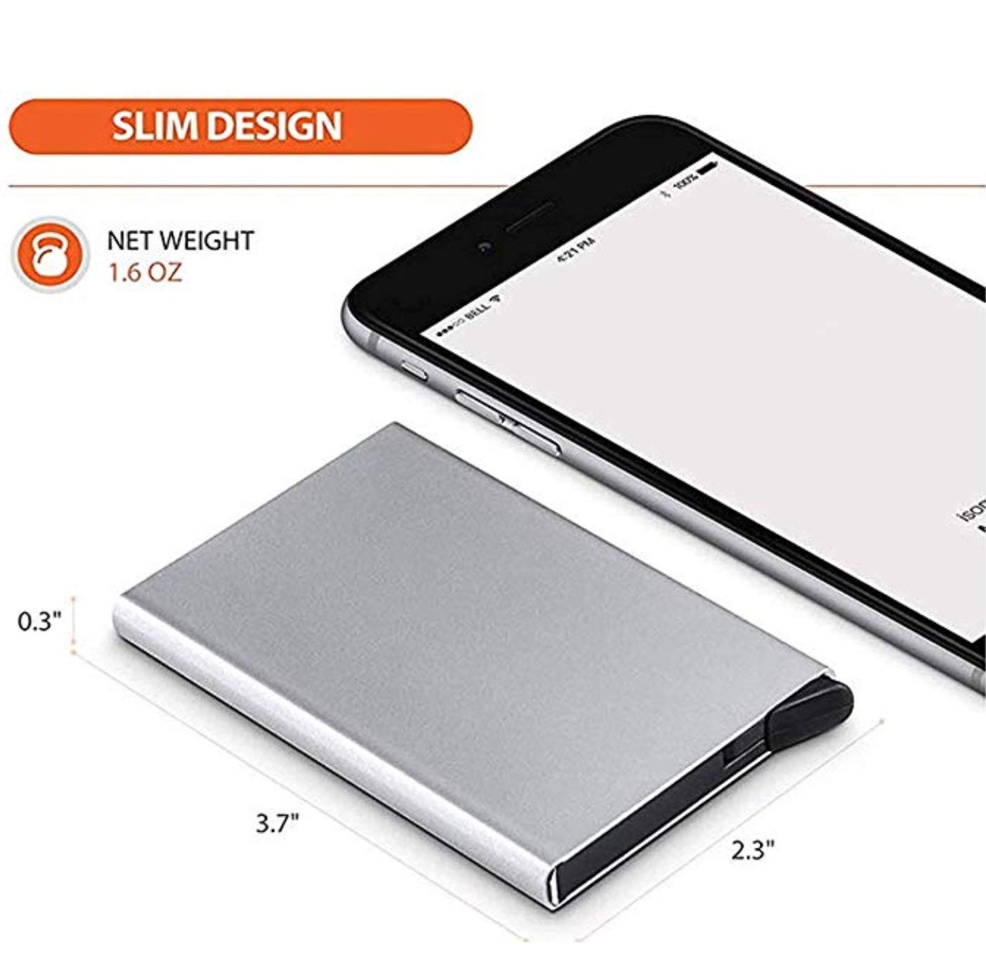 USL Black & Silver Automatic RFID Pop Up Slim Aluminium Debit/Credit/ATM Slots 6 Card Holder