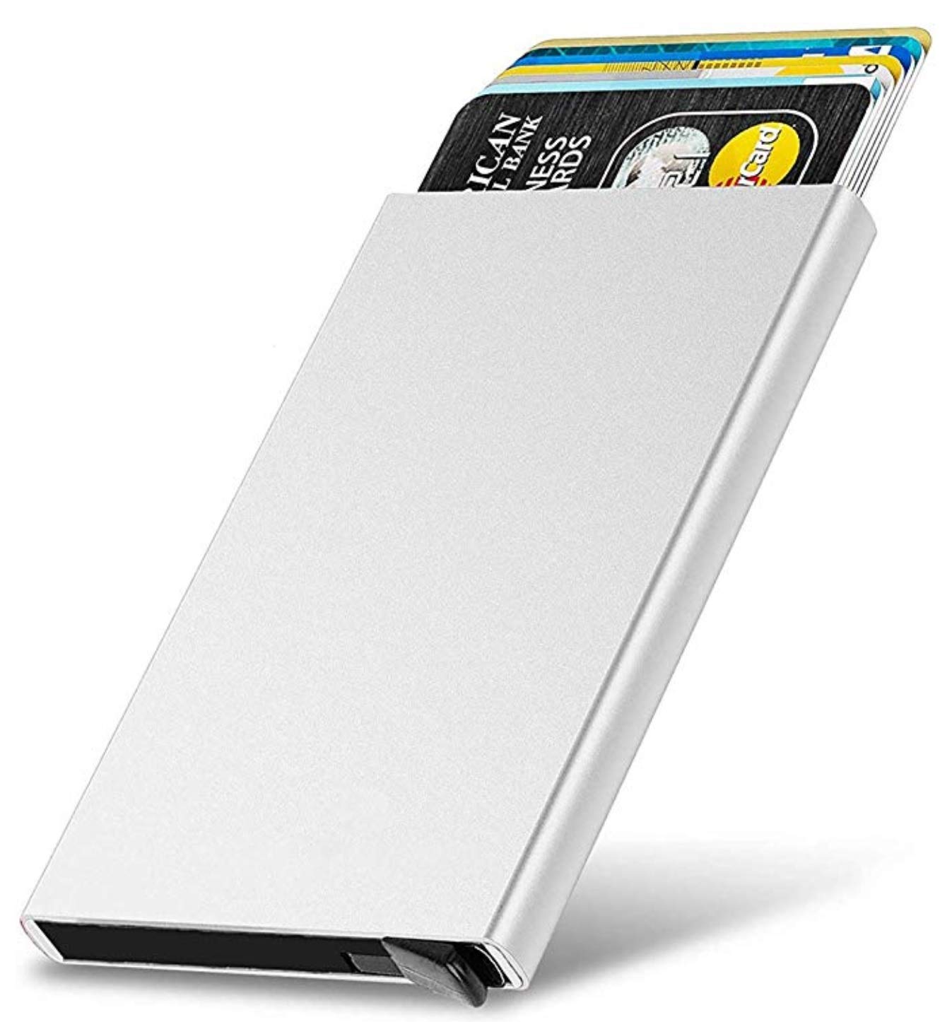 USL Black & Silver Automatic RFID Pop Up Slim Aluminium Debit/Credit/ATM Slots 6 Card Holder