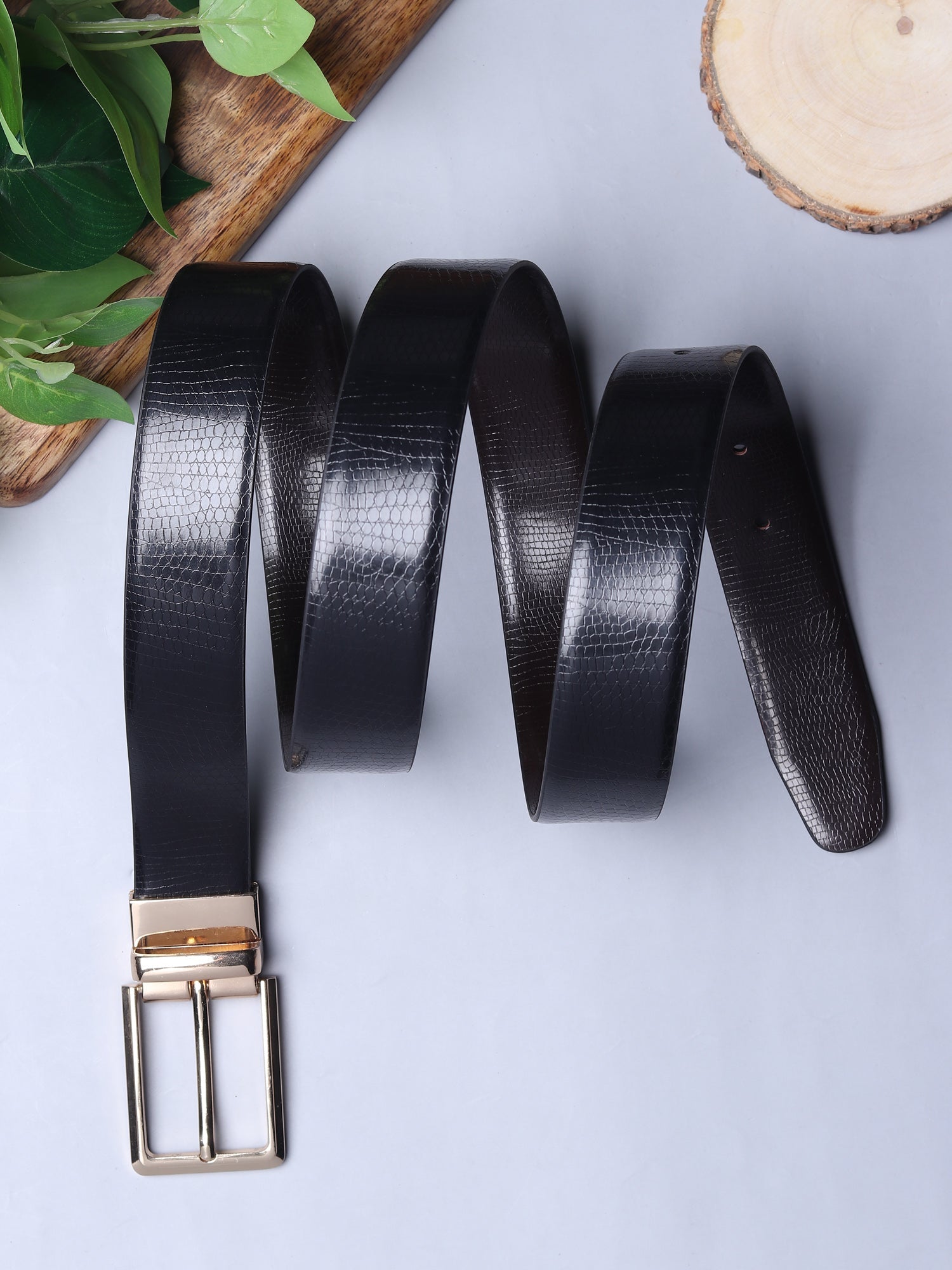 USL Men's Reversible Faux Leather Belt